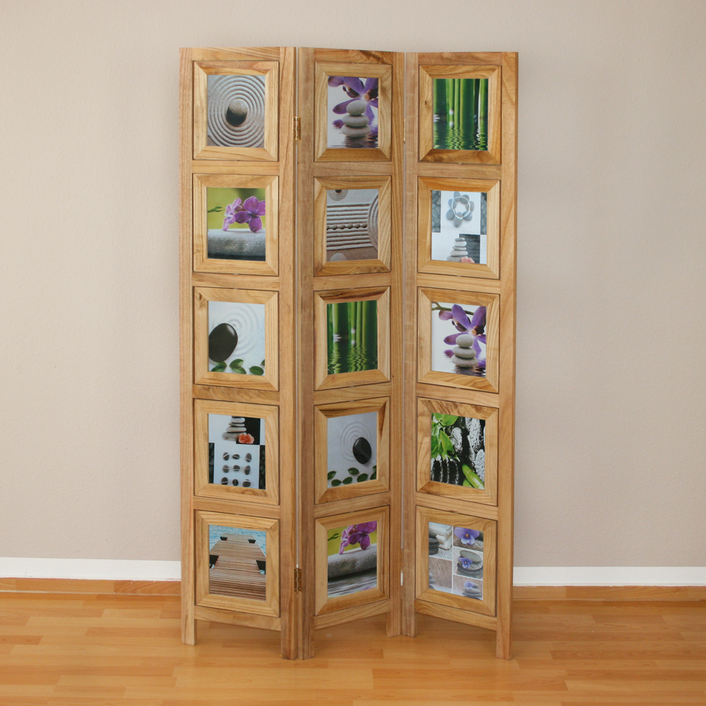 Paravent Pictures Photos Natural | 3-panel | Wood | Room Divider Partition Privacy Screen