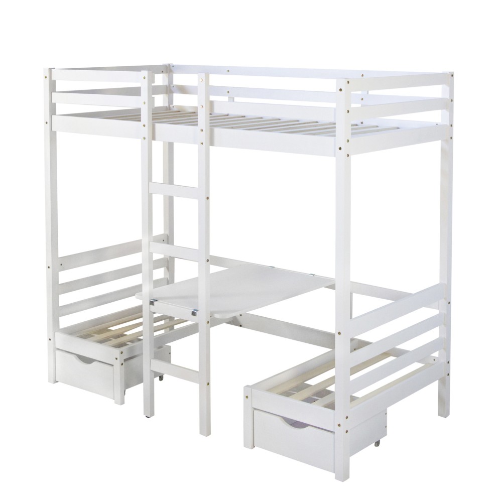 Bunk Bed with and without Seat Cushion Cot Loft Bed 90x200 white Desk 