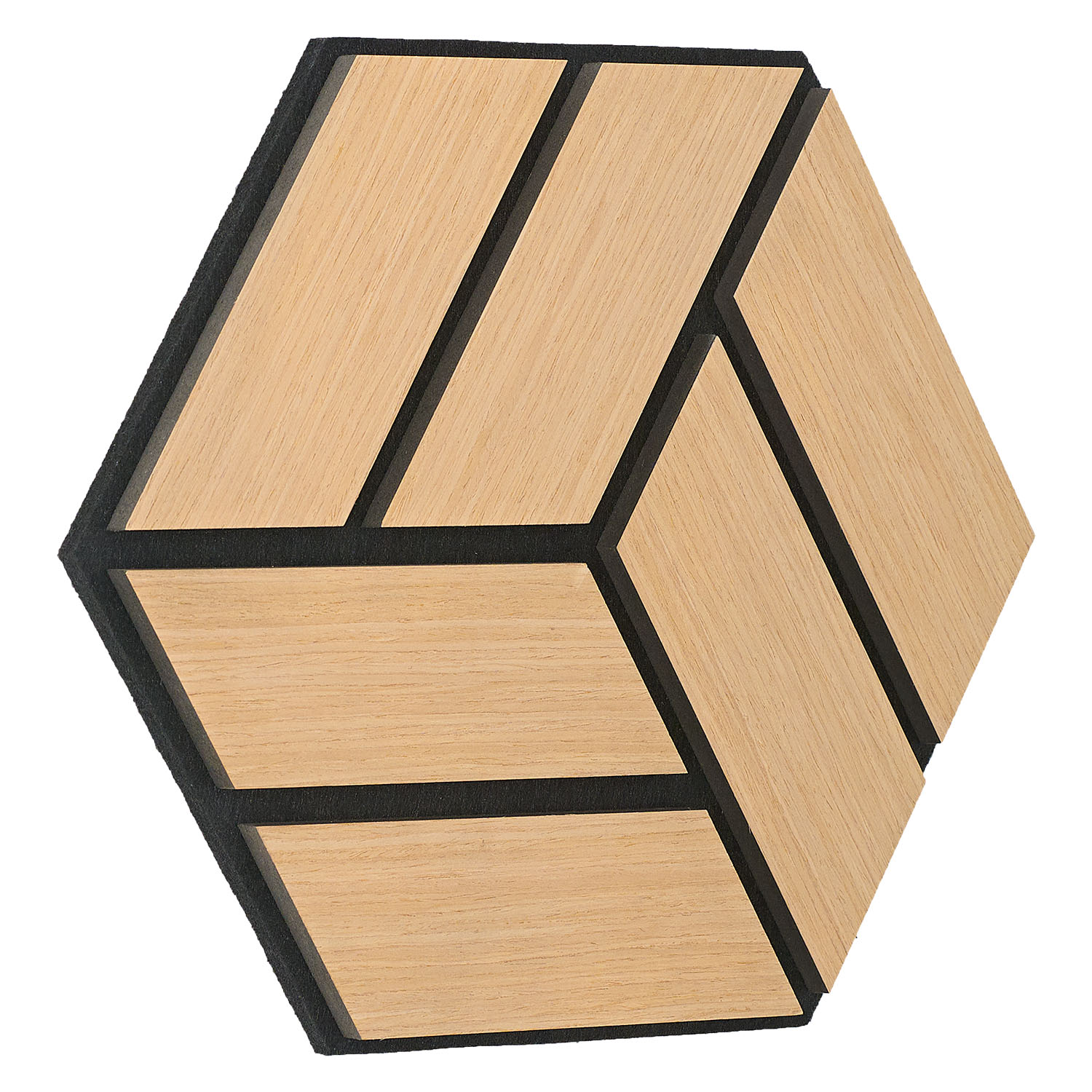 Acoustic Panels Wall Panels Hexagon Honeycomb 30 x 26 cm Natural Oak | Wood | 16-piece Set | 3D