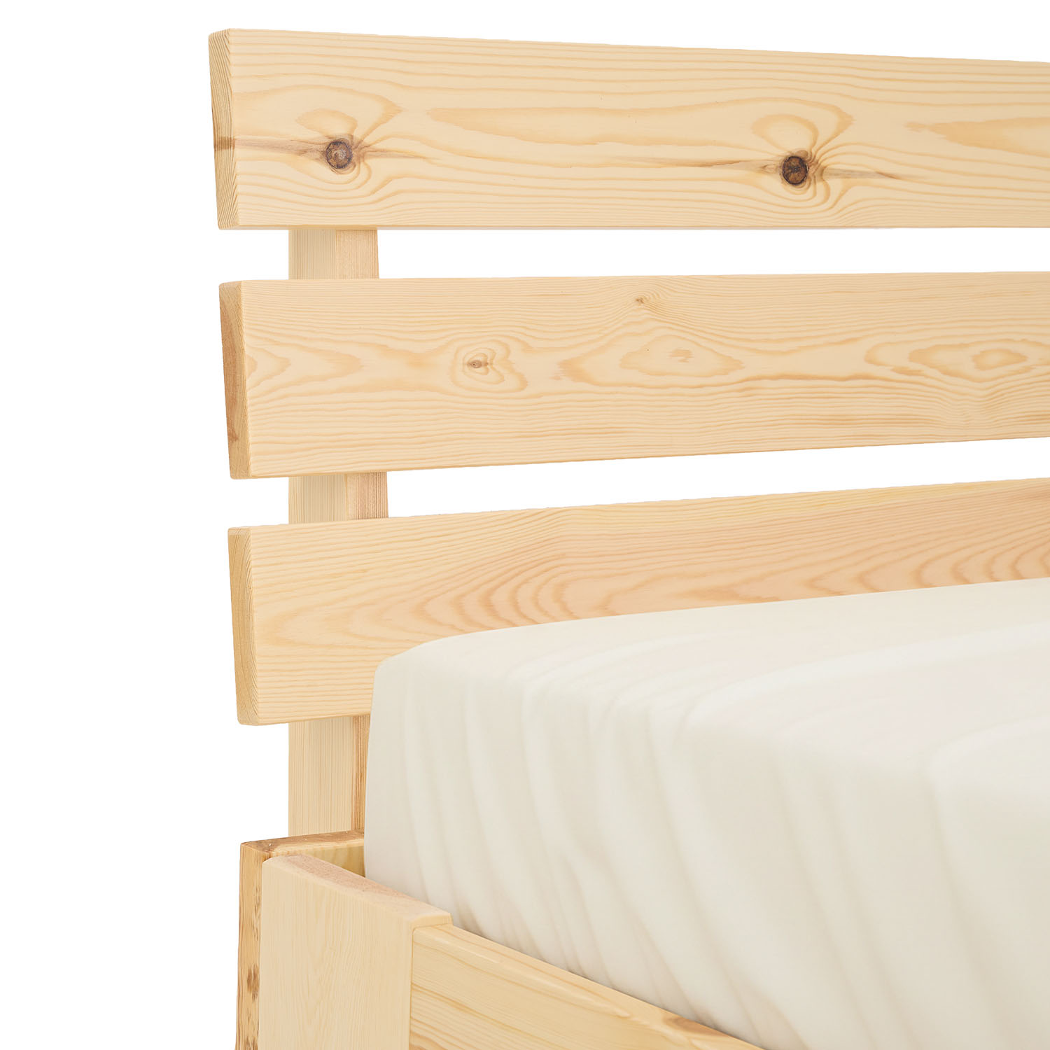 Wood Bed 120x200 cm Natural | Double Bed | with Slatted Frame | Solid | Kids Youth Guest Bedroom