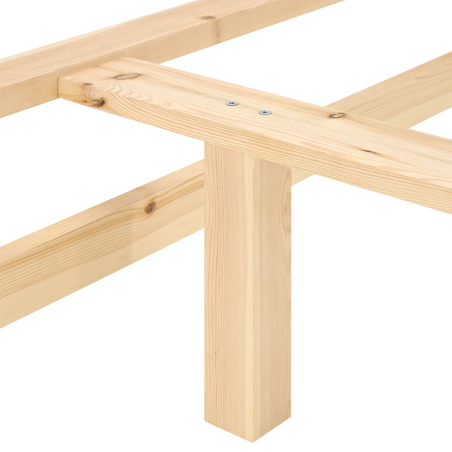 140x200 cm Natural Pallet Bed – Wooden Double Bed with Mattress & Slatted Base for Teen Rooms, Guest Rooms, and Bedrooms