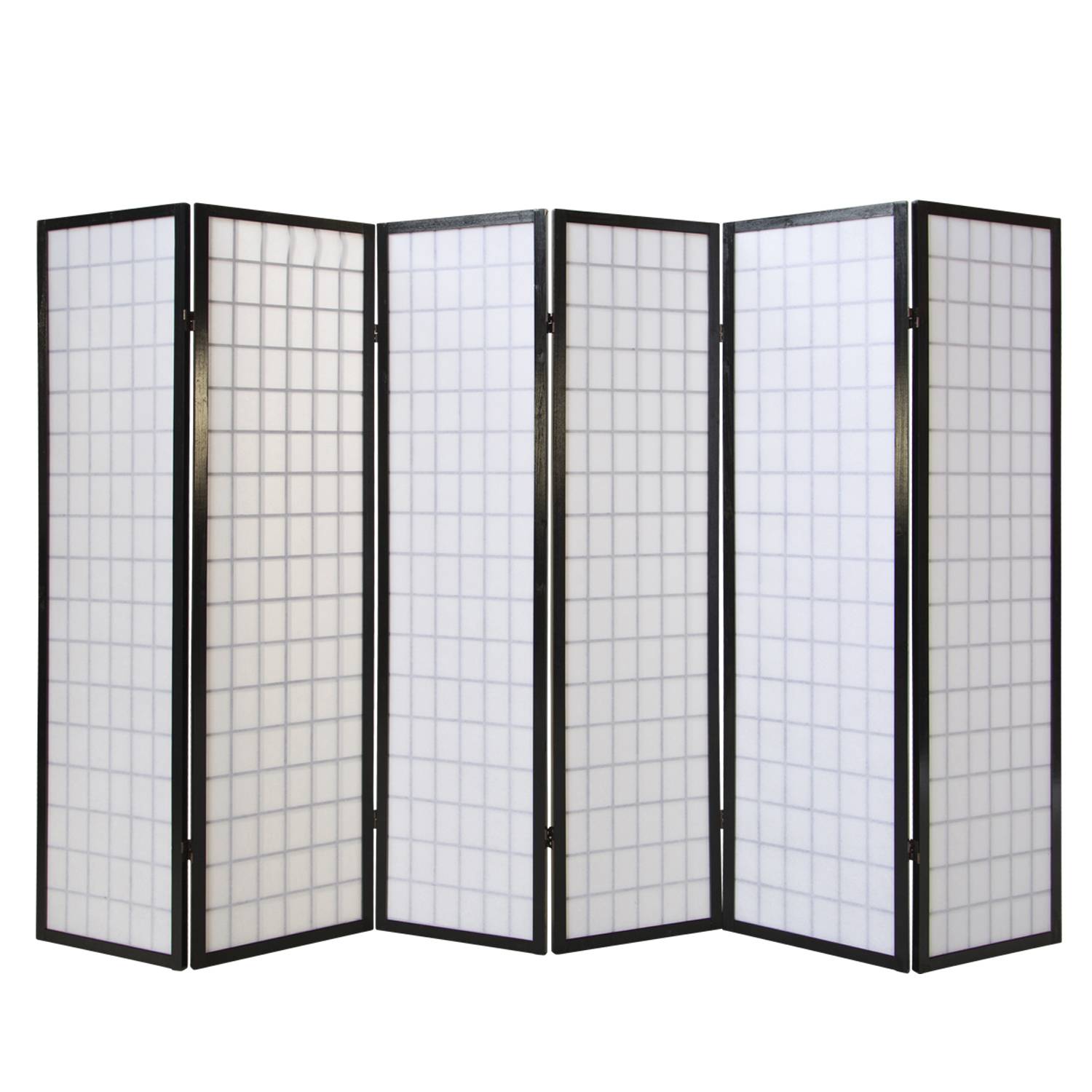 Paravent Black Shoji Rice Paper White | 6-panel | Wood | Room Divider Partition Privacy Screen