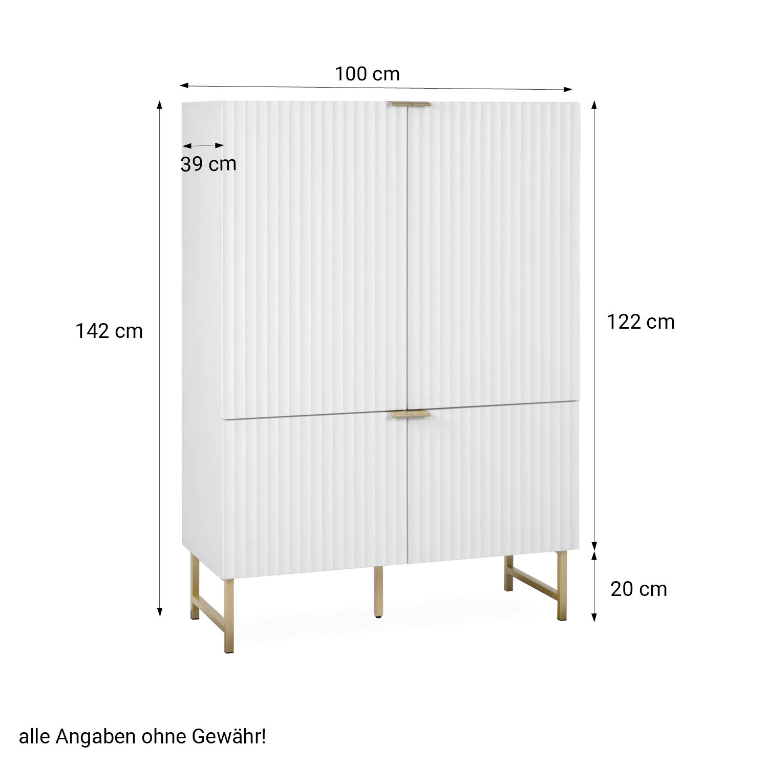 Highboard Sideboard White Wood Storage Cabinet Buffet Credenza Living Room Cupboard