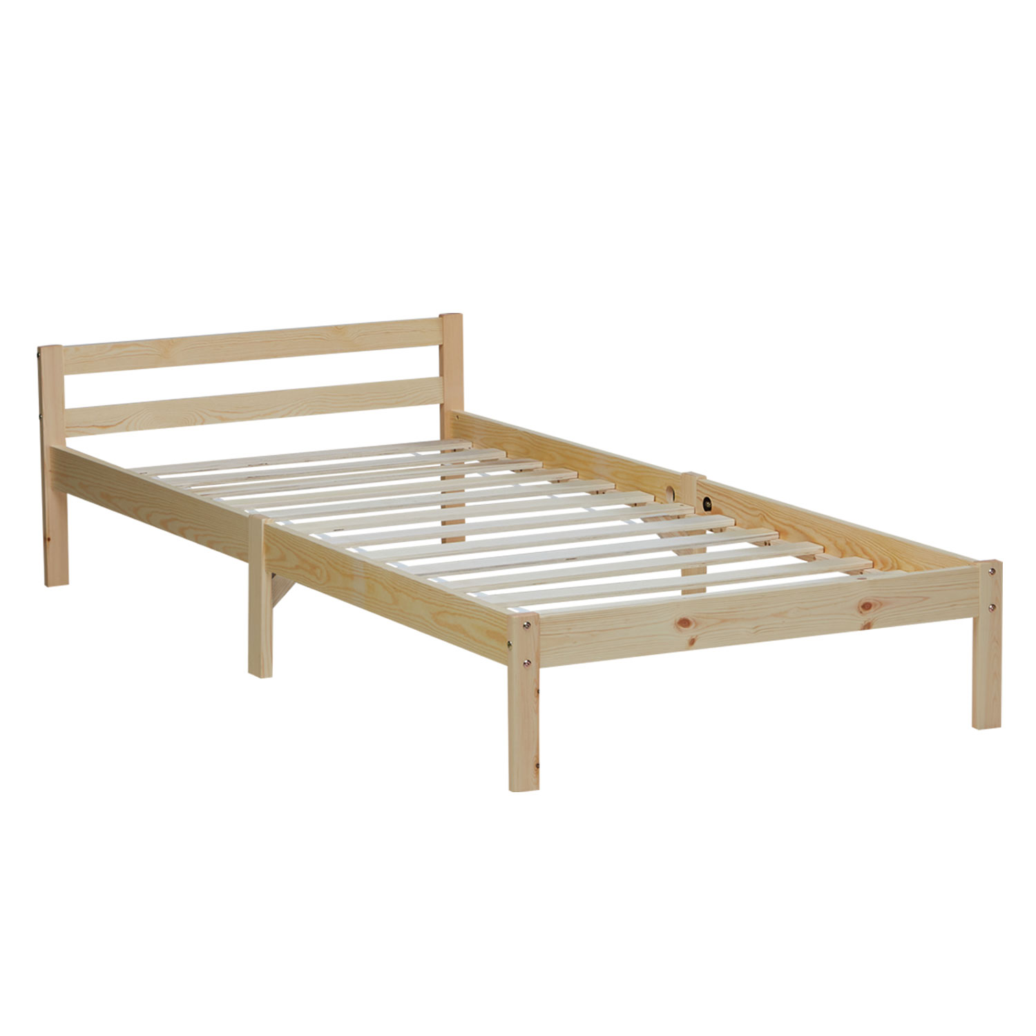Wood Bed 90x200 cm Natural | Single Bed | with Slatted Frame | Kids Youth Guest Bedroom