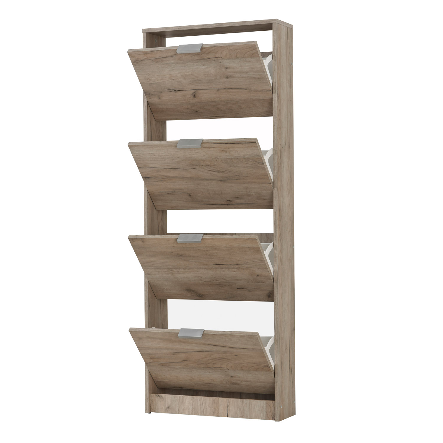 Shoe Rack Shoe Storage Shoe Cabinet Shoe Cupboard Wooden Grey Oak 4 Tier Shoe Tipper