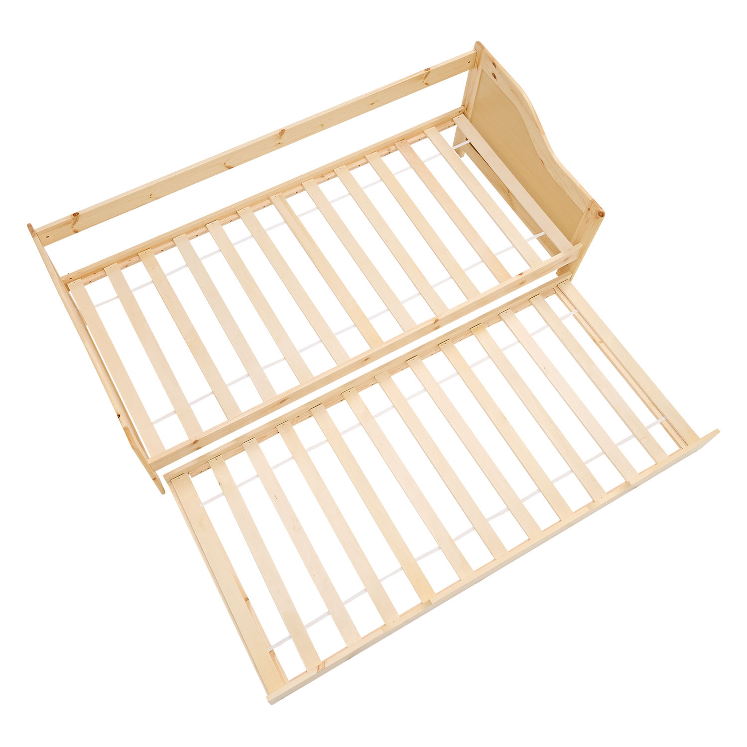 Wood Bed 90x200 cm Natural | Extendable to Double Bed | Cabin Bed | with Slatted Frame | Kids Youth Guest Bedroom