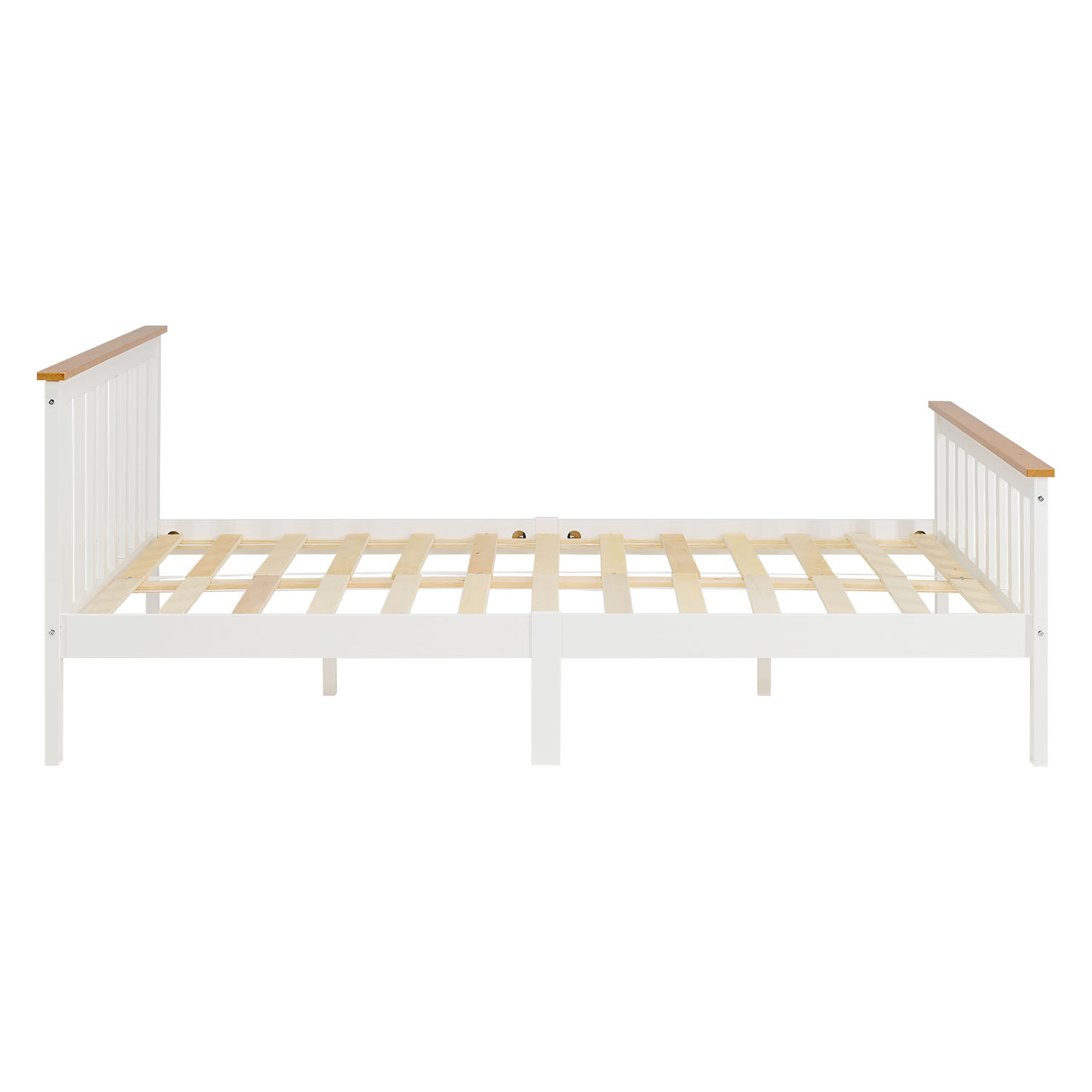Wooden Bed 140x200 cm Natural White | Double Bed | With Slatted Base | Scandinavian Style | Children's, Teen, or Guest Bedroom