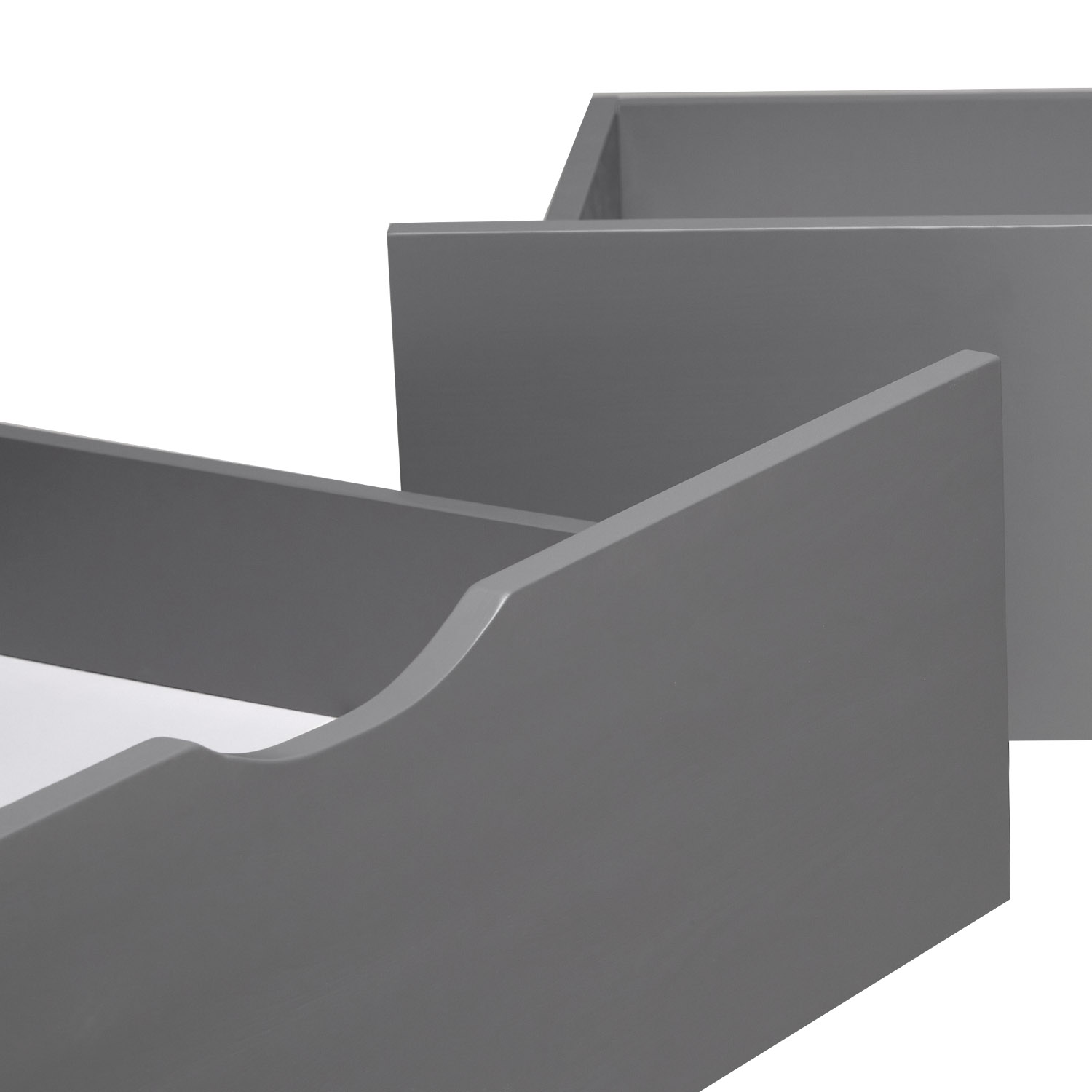 Bed Drawer Set of 2 Drawers Wood Storage with Rollers Pull-out Bed Box Grey