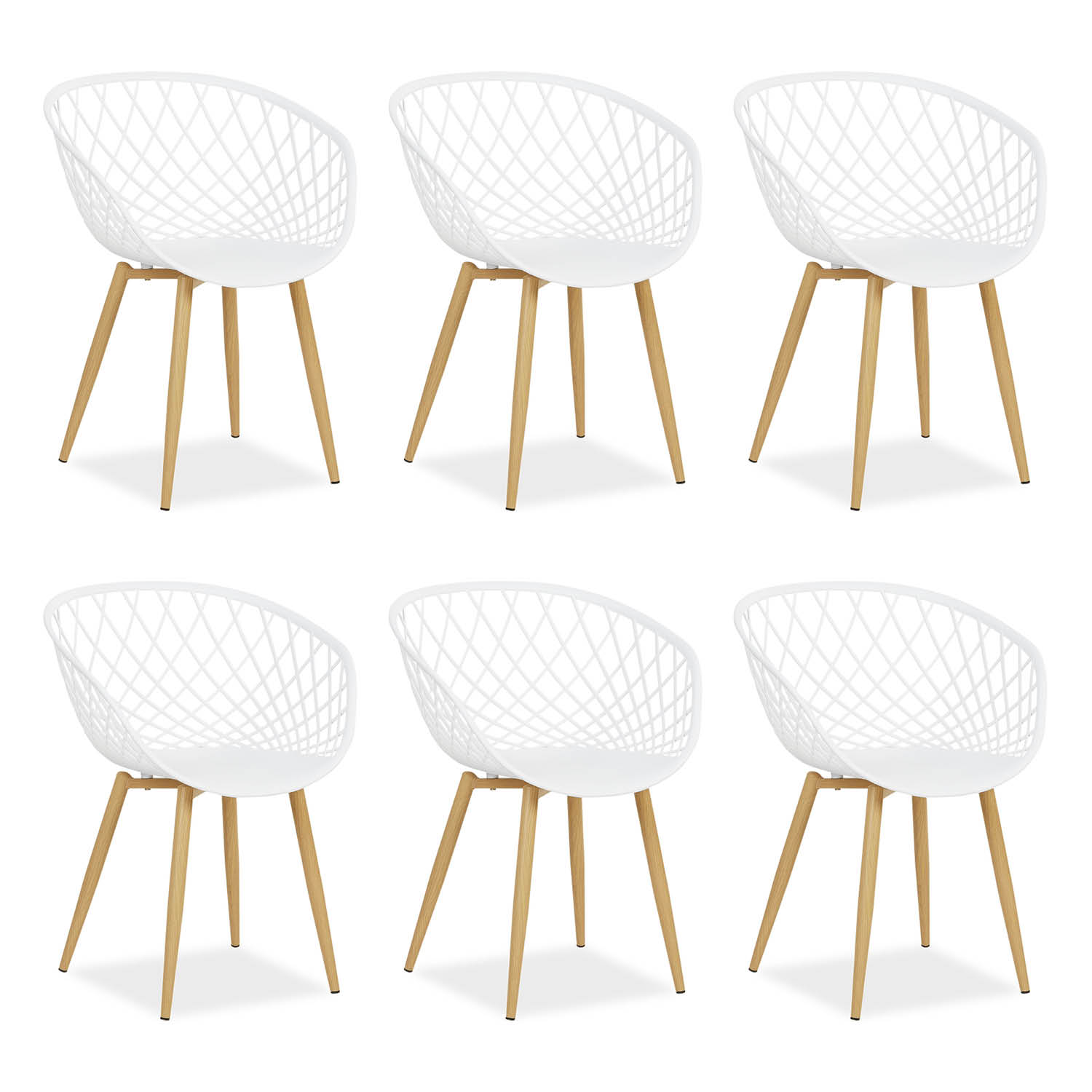Set of 6 Garden chair with armrests Camping chairs White Garden armchairs Outdoor chairs Plastic Egg chair Indoor chairs Kitchen chairs