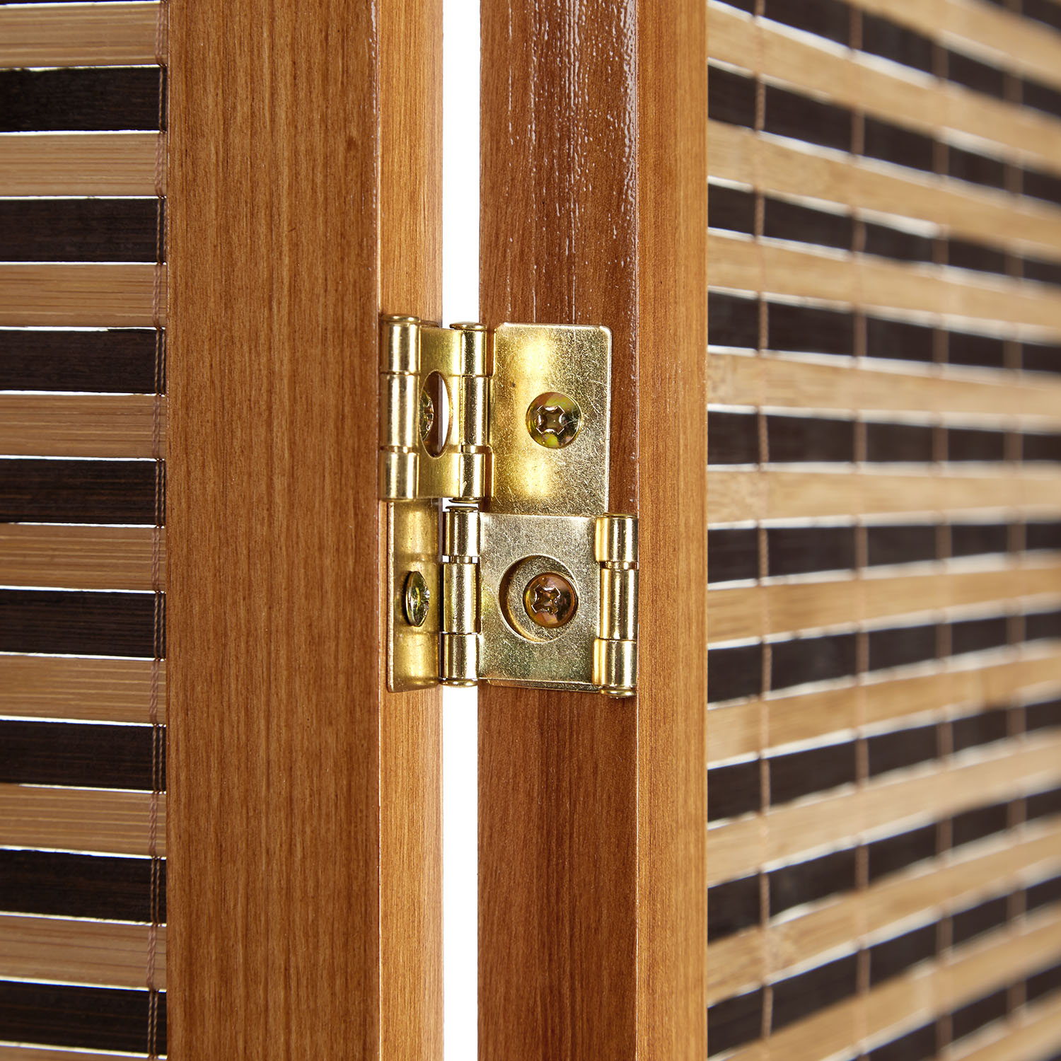 Paravent Brown Wooden Slats | 4-panel | Wood | Room Divider Partition Privacy Screen