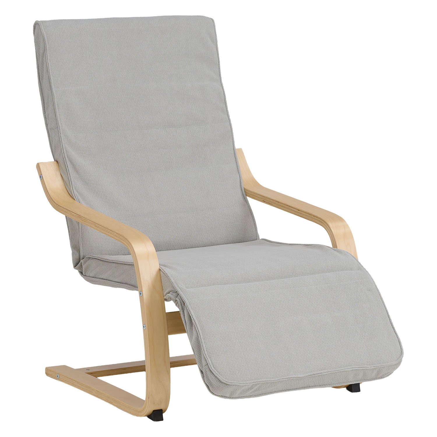 Relaxsessel Corduroy Grey | with Footrest | Natural Wood | Glider Rocking Chair Nursing Chair Recliner
