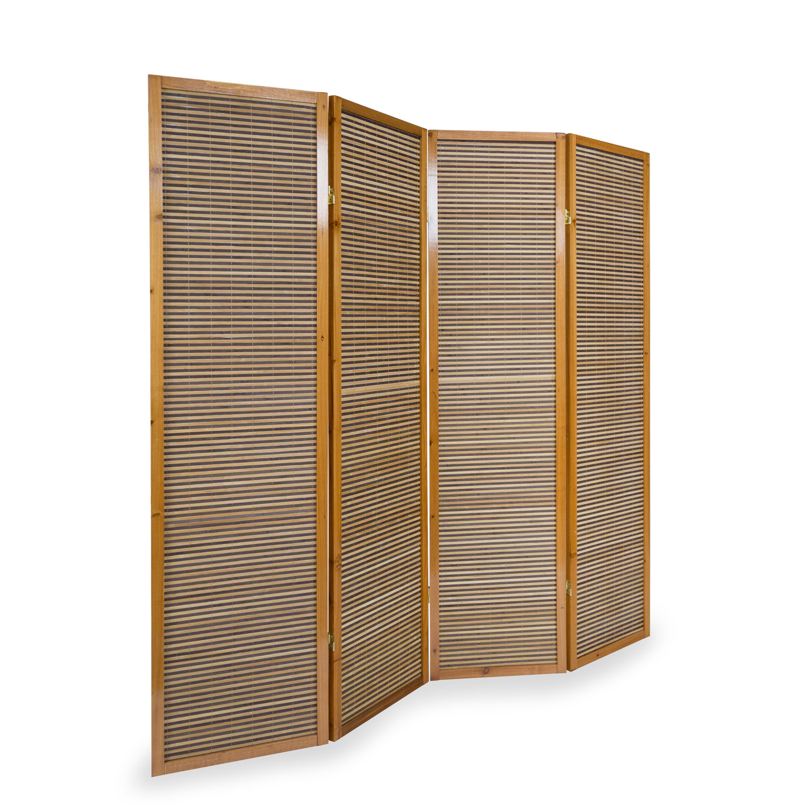 Paravent Room Divider 4 Parts Wood Privacy Screen Brown