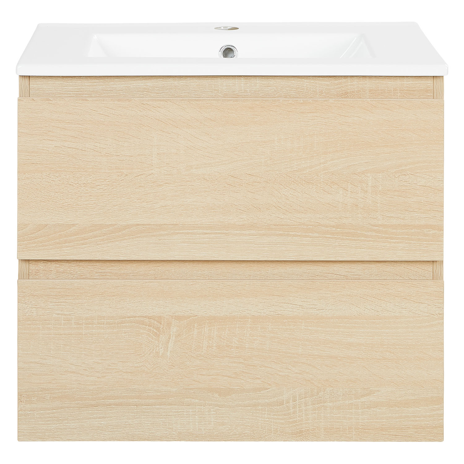 Bathroom cabinet 60 cm Natural Wood Oak Storage Vanity unit Bathroom furniture Sink unit Washroom wall cabinet 