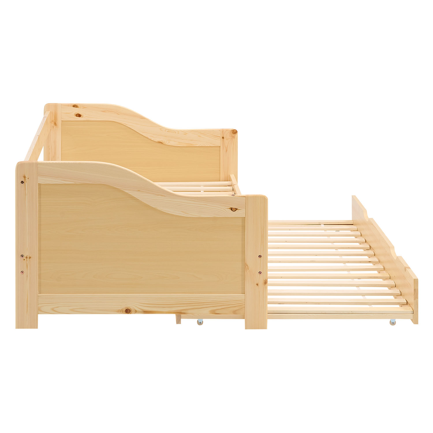 Wood Bed 90x200 cm Natural | Extendable | Cabin Bed | with Mattress | Kids Youth Guest Bedroom