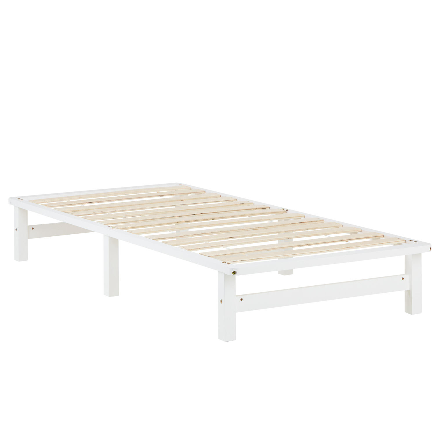 90x200 cm White Pallet Bed – Single Wooden Bed with Mattress & Slatted Base for Teen Rooms, Guest Rooms, and Bedrooms