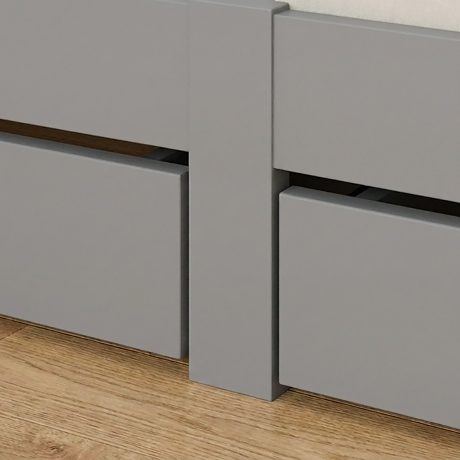 Wooden Bed 140x200 cm, Gray, with Storage Compartment & Slatted Base – Solid Wood Double Bed