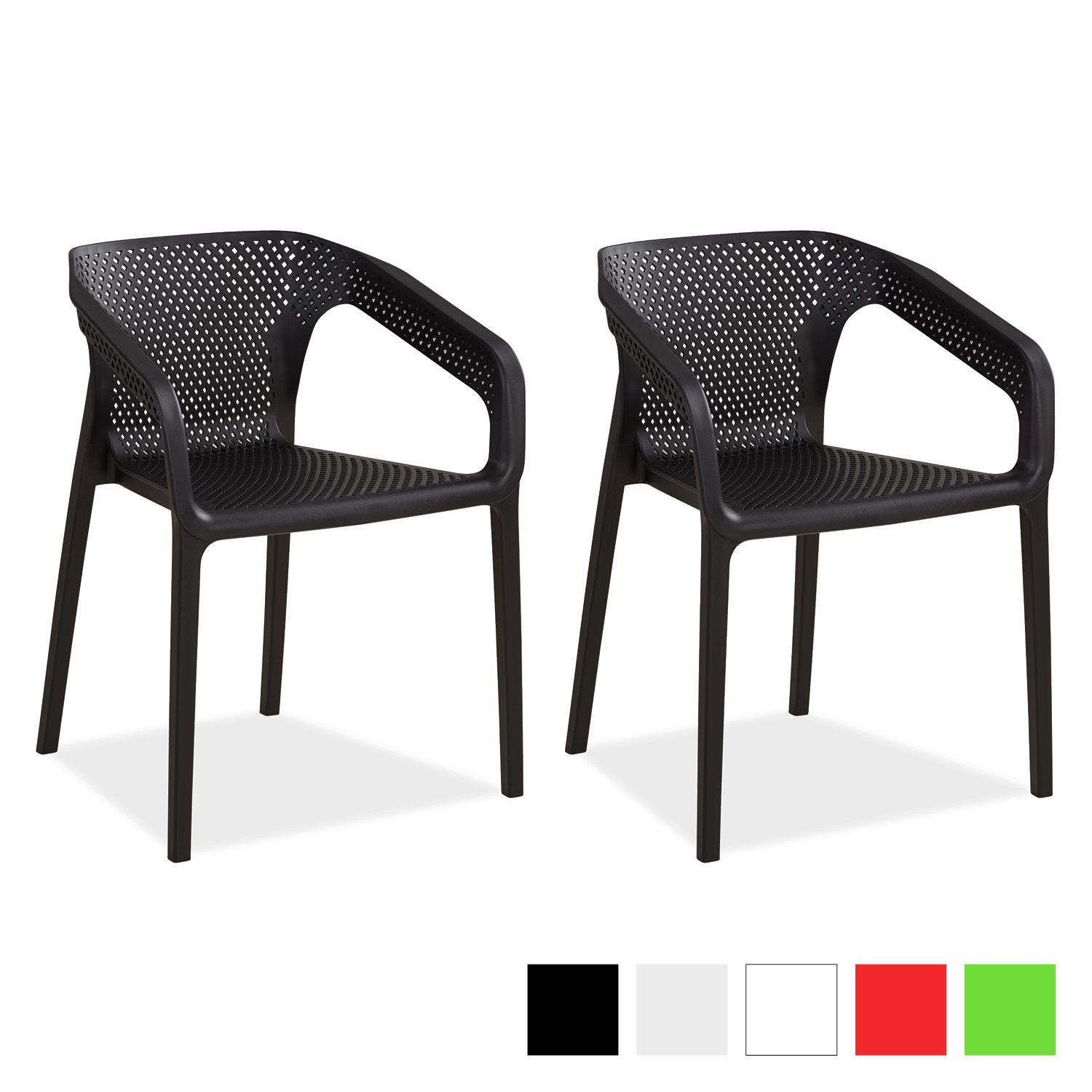Set of 2, 4 or 6 Garden chair with armrests Camping chairs Different Colours Outdoor chairs Plastic Egg chair Lounger chairs Stacking chairs