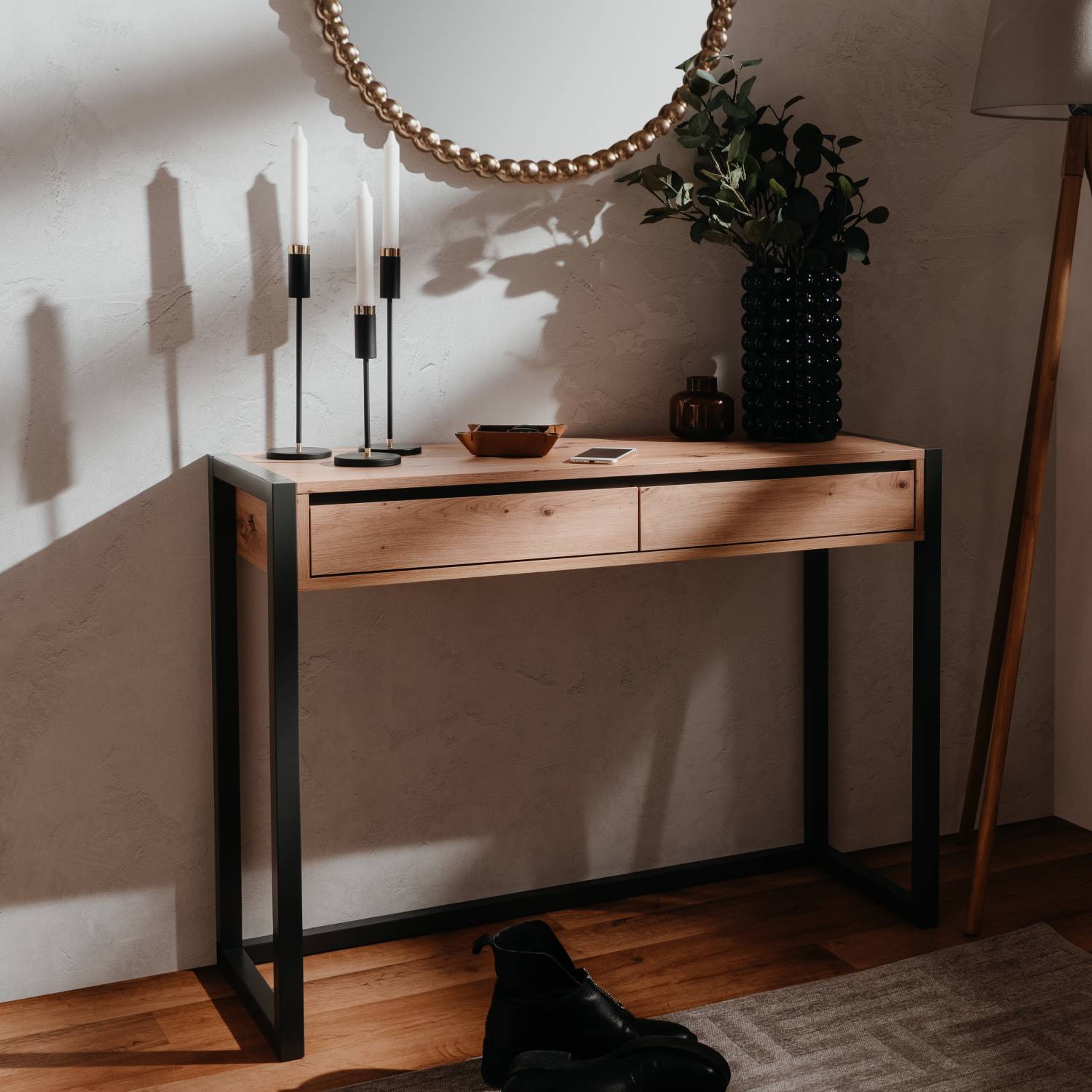Console Table with 2 Drawers Hallway Furniture Desk Wood Industrial Style Storage Console Table with 2 Drawers Hallway Furniture Desk Wood Industrial Style Storage