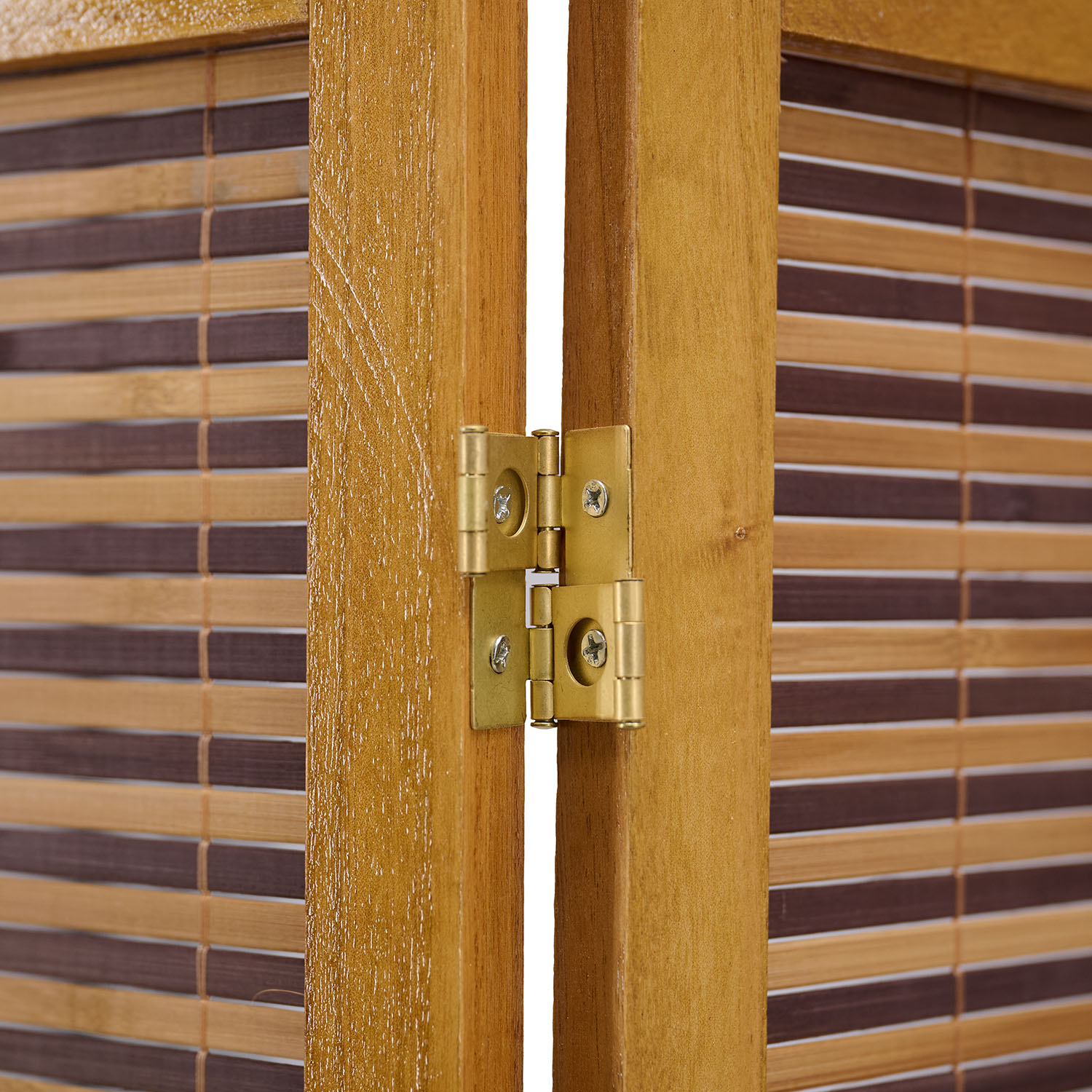 4-panel Brown Screen, 200 cm – Wooden Room Divider & Privacy Screen with Slats