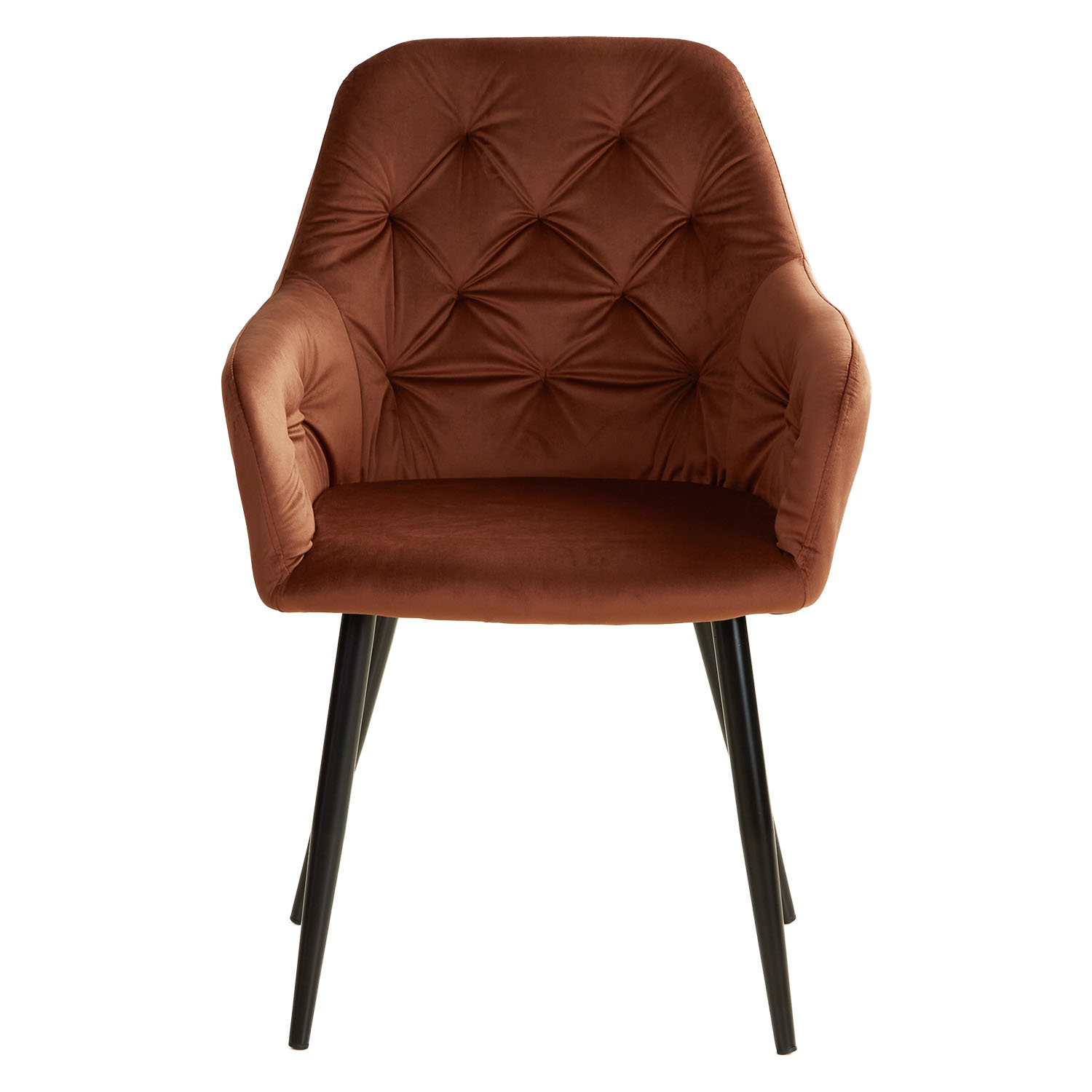 Upholstered Chair Velvet Brown | Set of 4 | with Armrests | Kitchen Dining Room Office