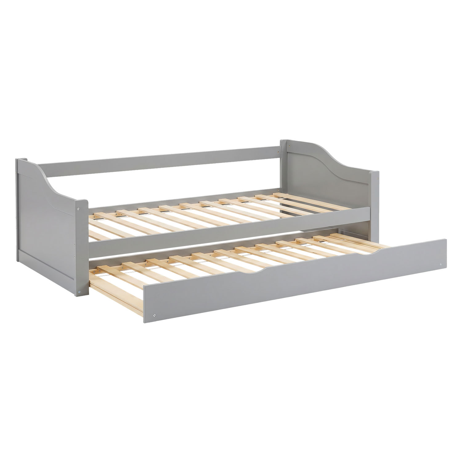 Wood Bed 90x200 cm Grey | Extendable | Cabin Bed | with Mattress | Kids Youth Guest Bedroom
