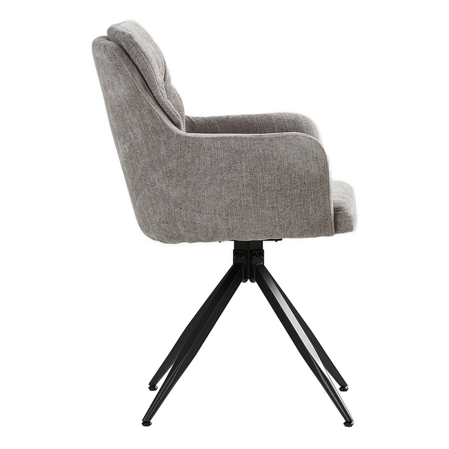 Upholstered Chair Linen Grey | Set of 6 | swivel | with Armrests | Kitchen Dining Room Office