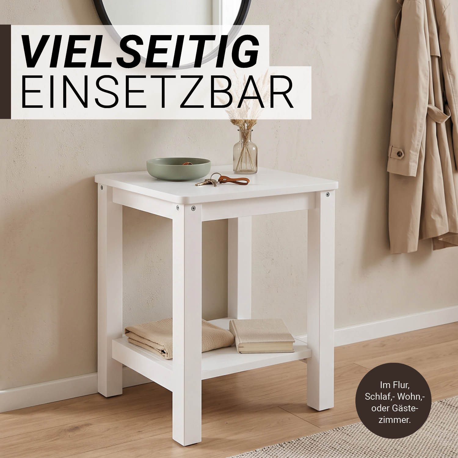 Wooden Stool Set of 2 Seat Stool Pine Wood Solid Table Stool Wardrobe Dining Stool