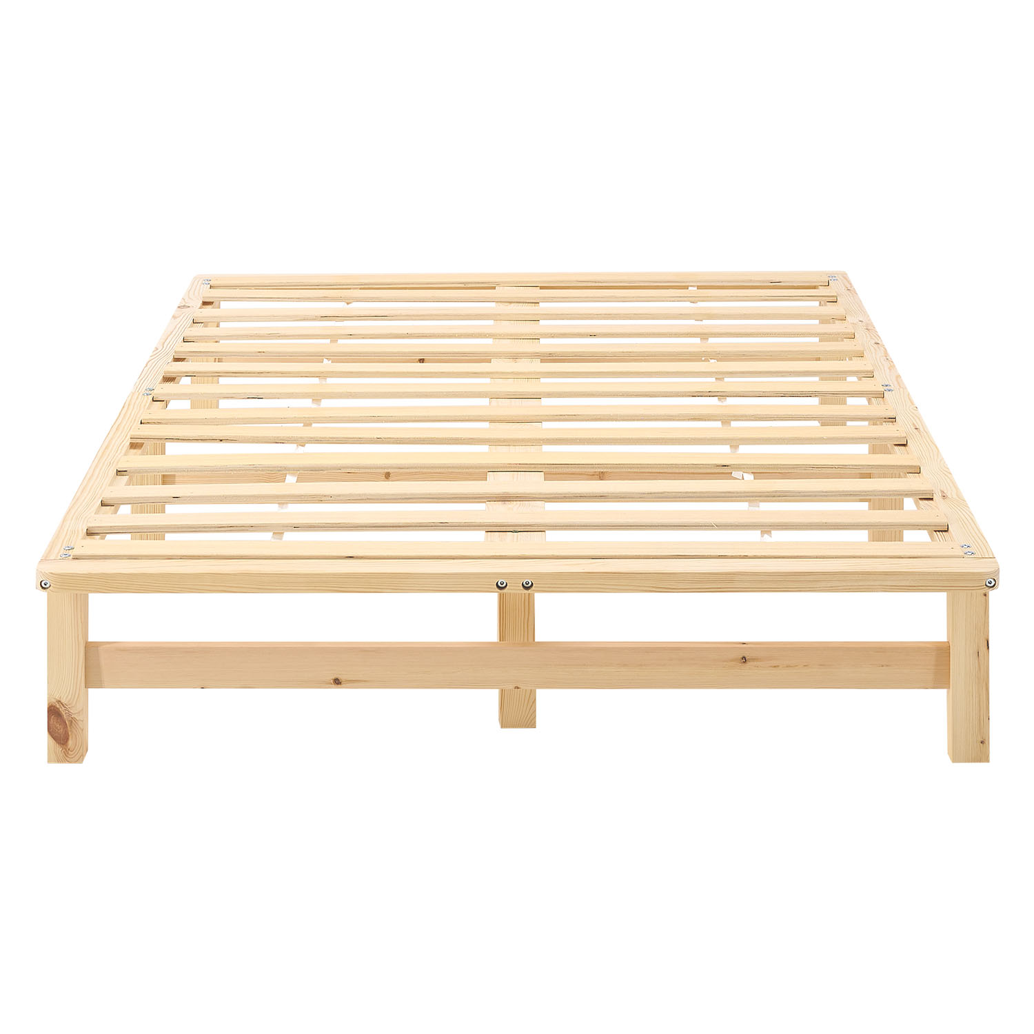 120x200 cm Natural Pallet Bed – Wooden Double Bed with Mattress & Slatted Base for Teen Rooms, Guest Rooms, and Bedrooms