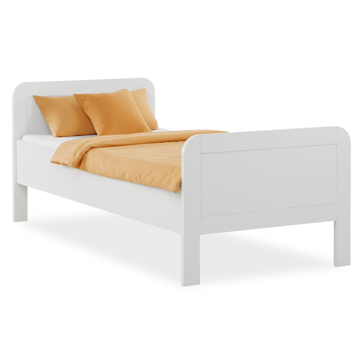 Comfort Bed 90x200 cm White | Senior Bed Height Adjustable with Slatted Frame | Single Bed | Wood