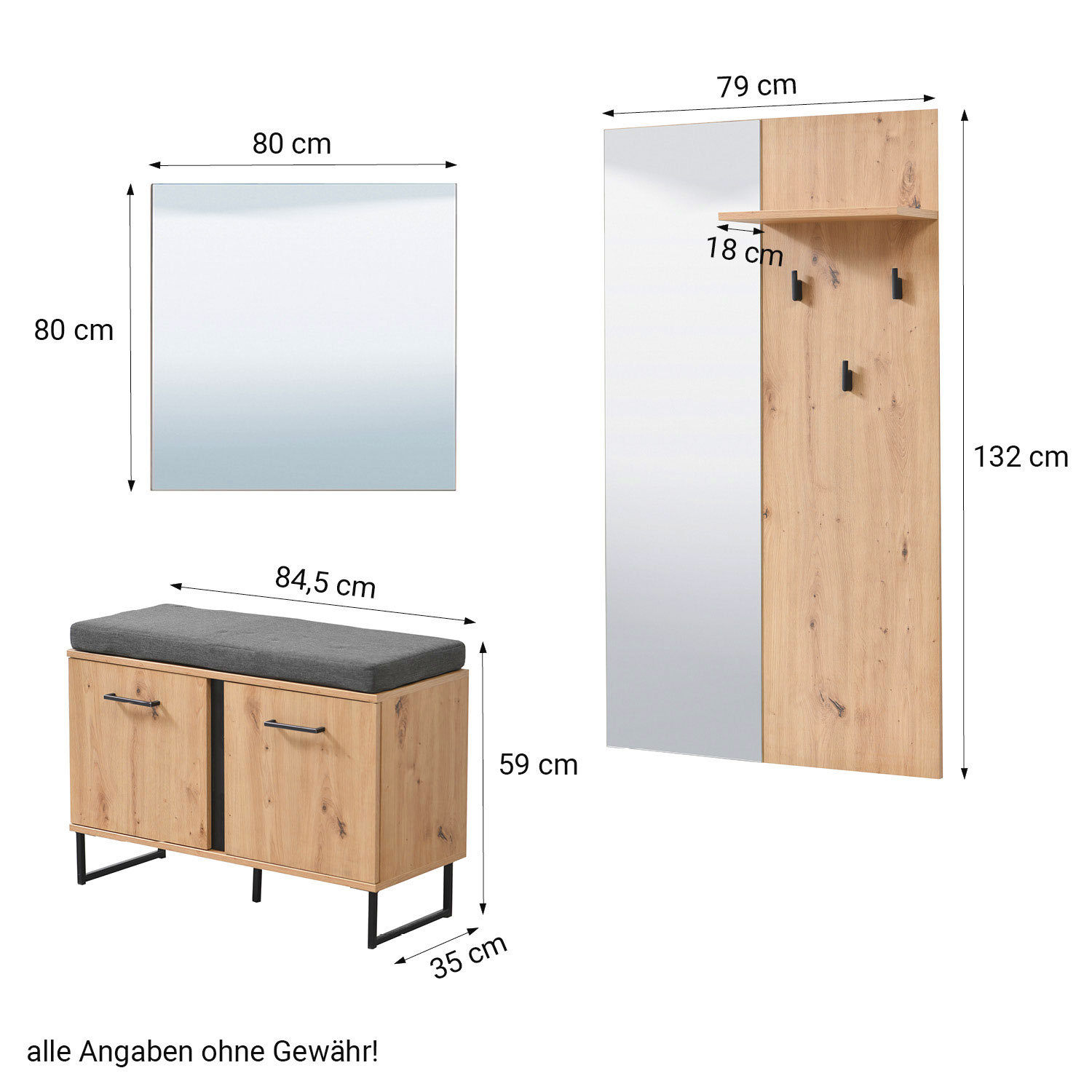 Wardrobe Hallway Furniture Set Hall Unit Hallway Wardrobe Oak Wood 5 Piece Hallway Set Industrial Style