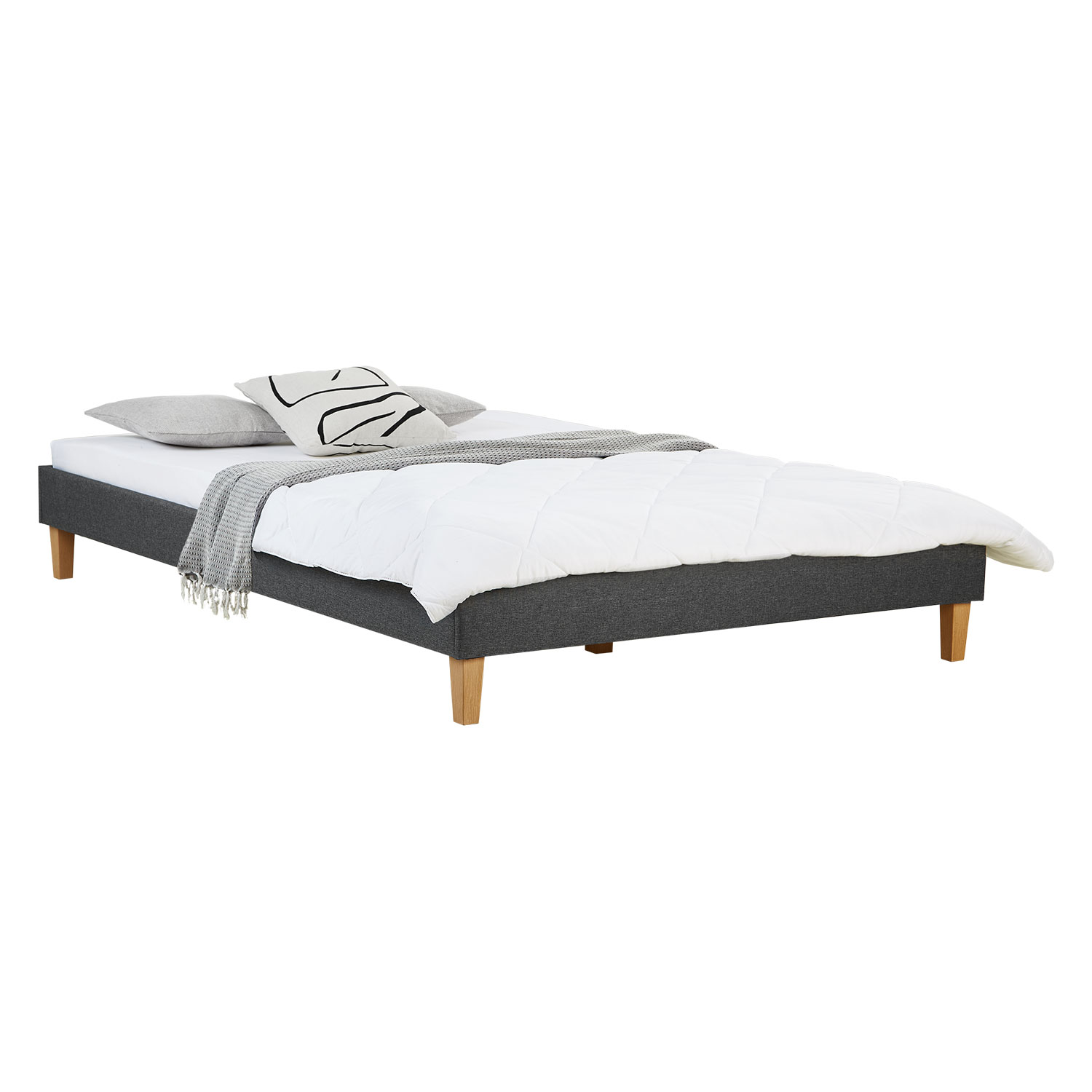 Upholstered Bed 140 x 200 cm Grey Double Bed Futon Bed frame Slatted frame