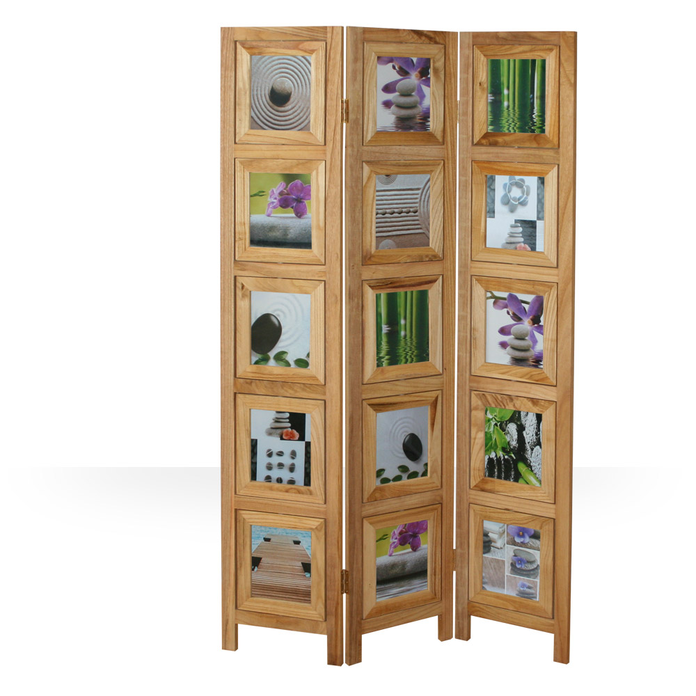 Paravent Pictures Photos Natural | 3-panel | Wood | Room Divider Partition Privacy Screen