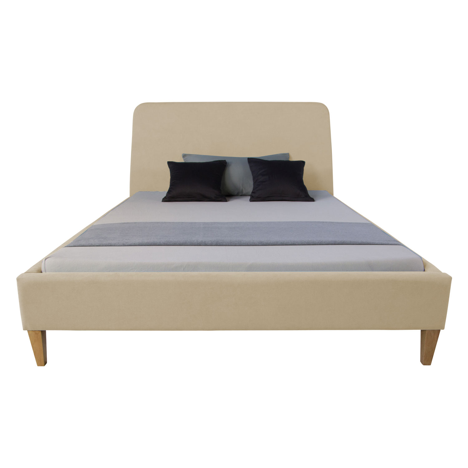 Upholstered bed 140x200 cm nature | with slatted frame | double fabric bed frame