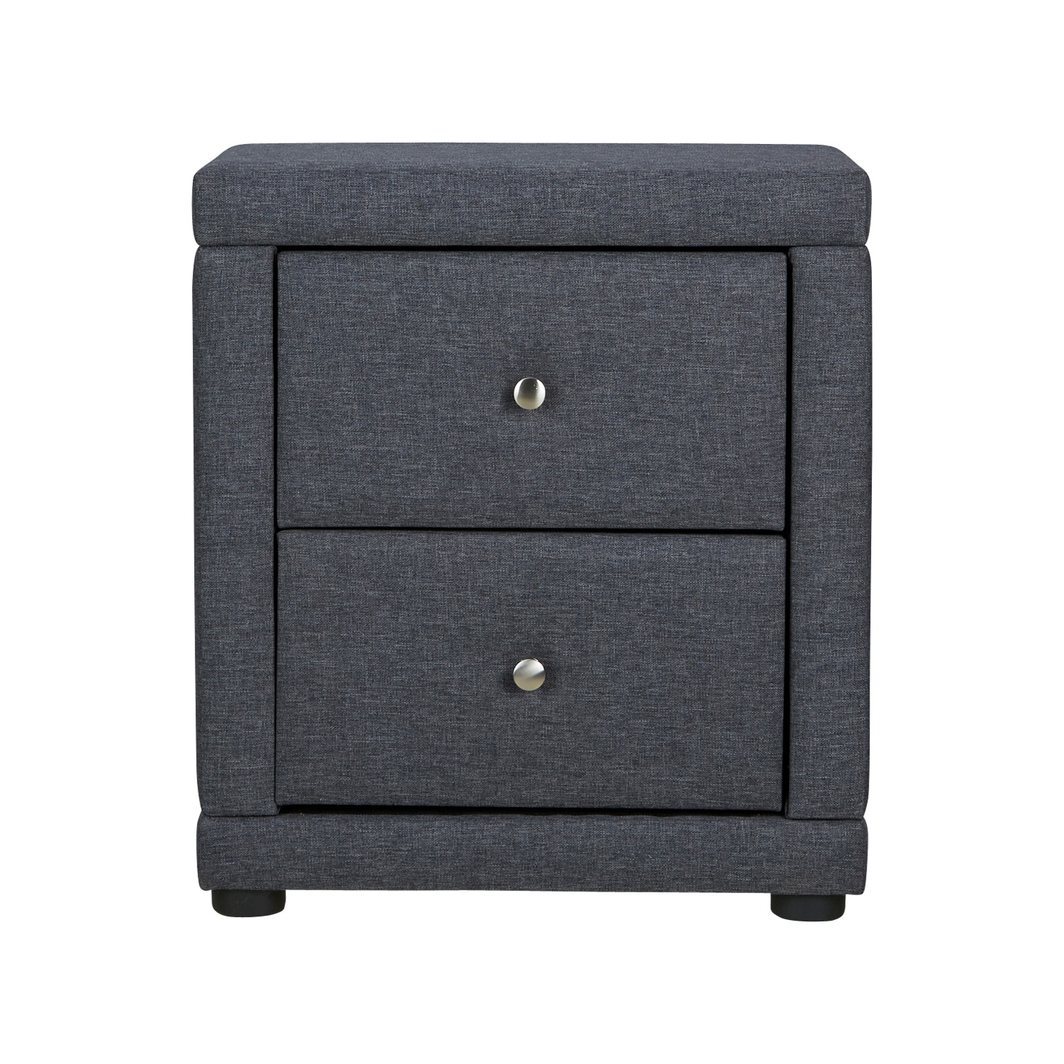 Bedside table Nightstand bedroom 2 Chest drawers Side table Grey fabric