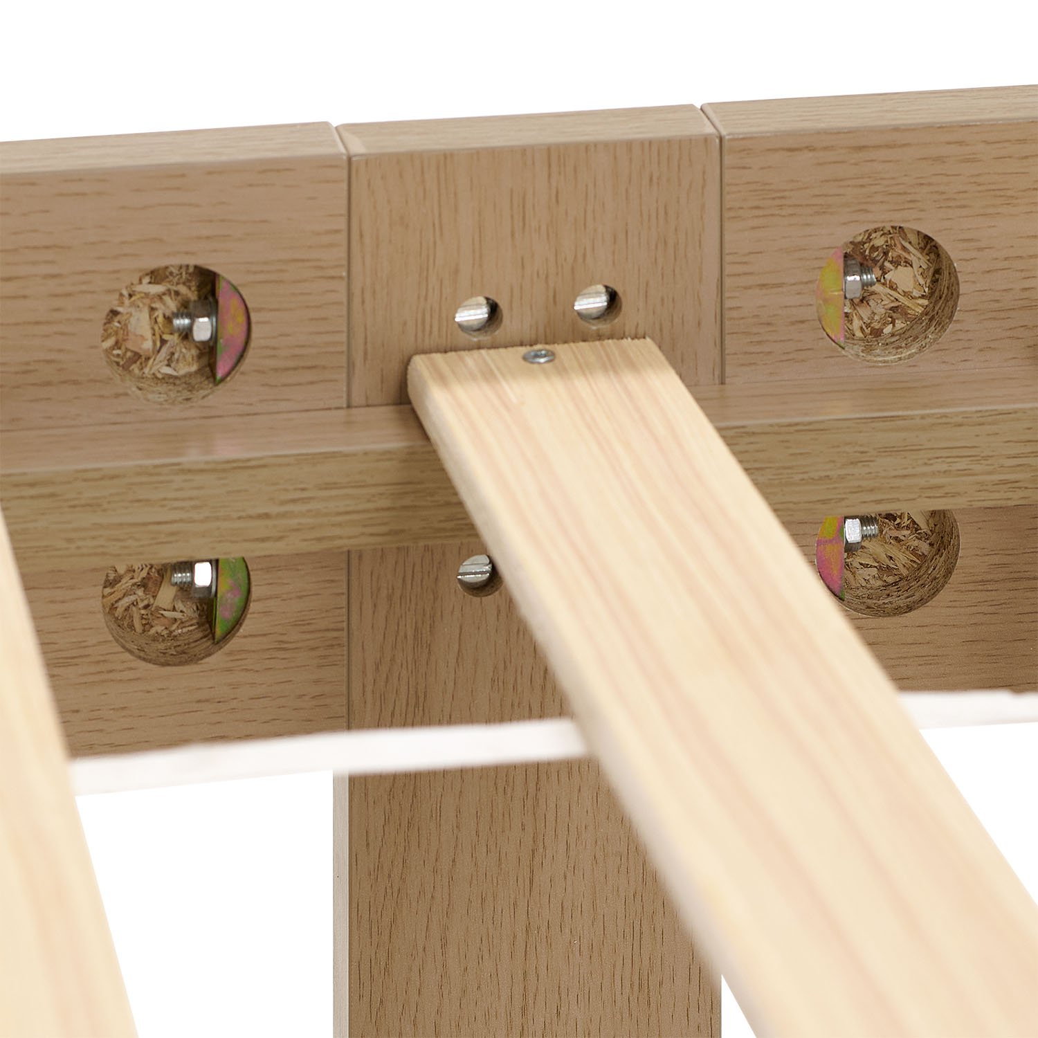 Wood Bed 90x200 cm Brown Oak White | Single Bed | 2 Drawers | Kids Youth Guest Bedroom