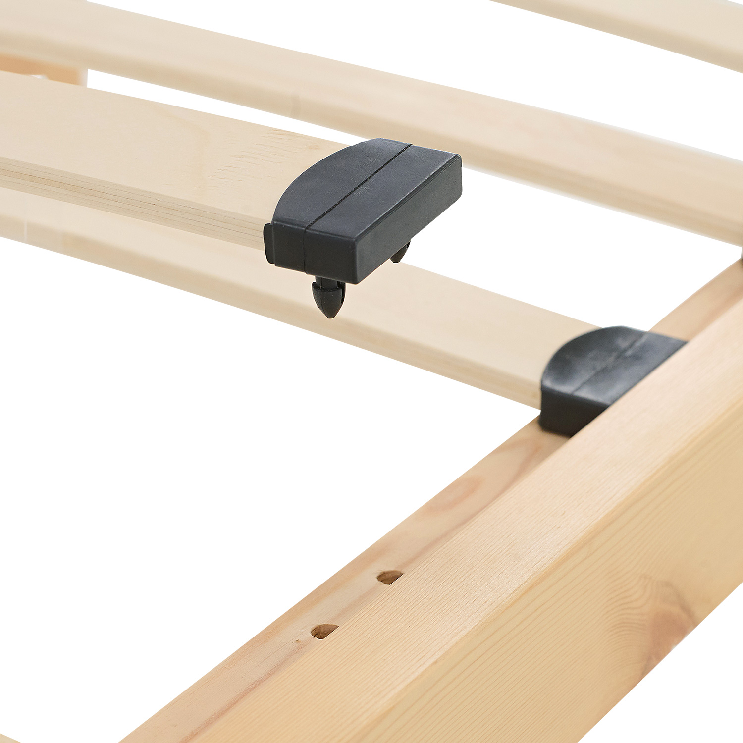 Bettgestell 90x200 cm Holzbett Unbehandelt Einzelbett Massivholz Bett ohne Kopfteil Gästebett Jugendbett Matratze Lattenrost
