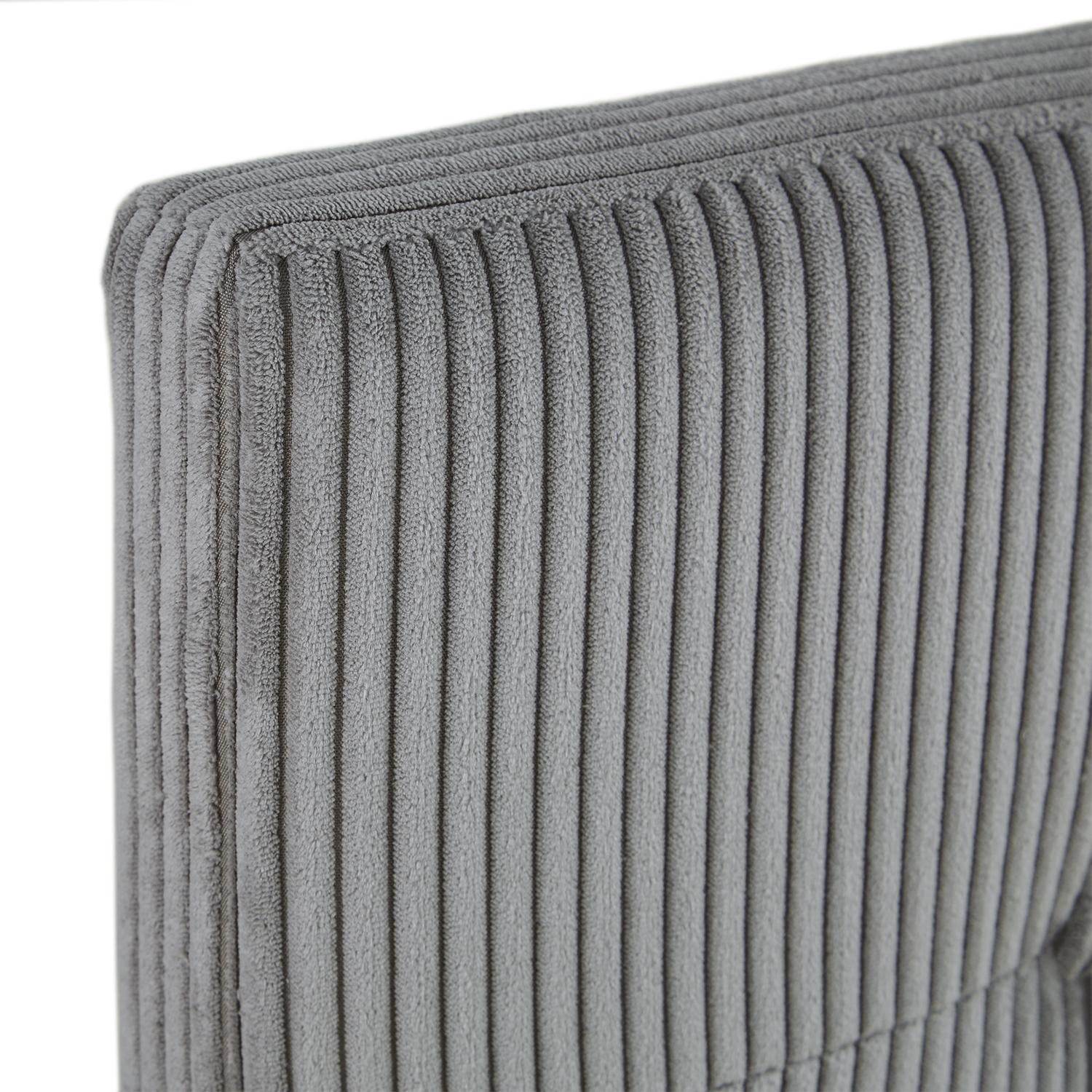 Small Double Bed 140x200 cm Grey Cord Upholstered Bed with Slatted Frame Fabric Bed Frame