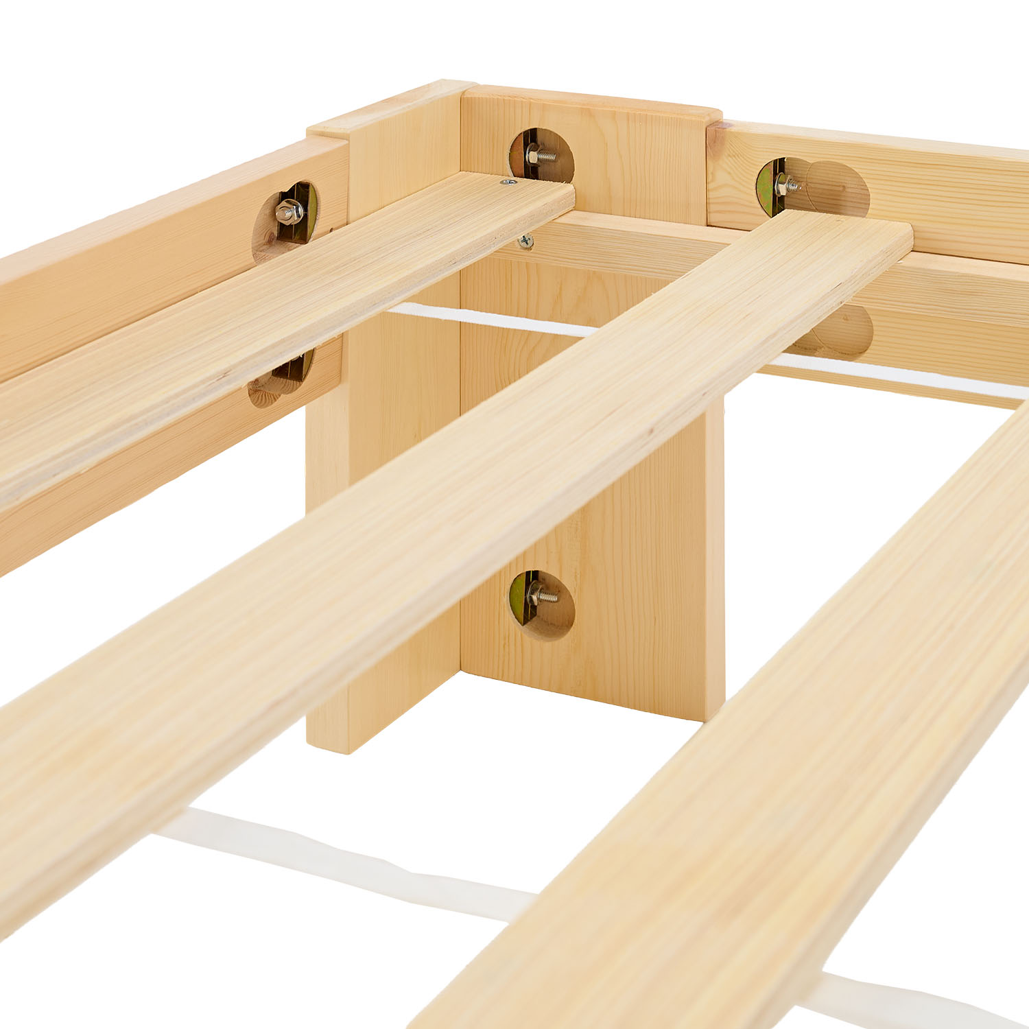 Wood Bed 180x200 cm Natural | Double Bed | with 2 Spring Mattress | 2 Drawers | Youth Guest Bedroom