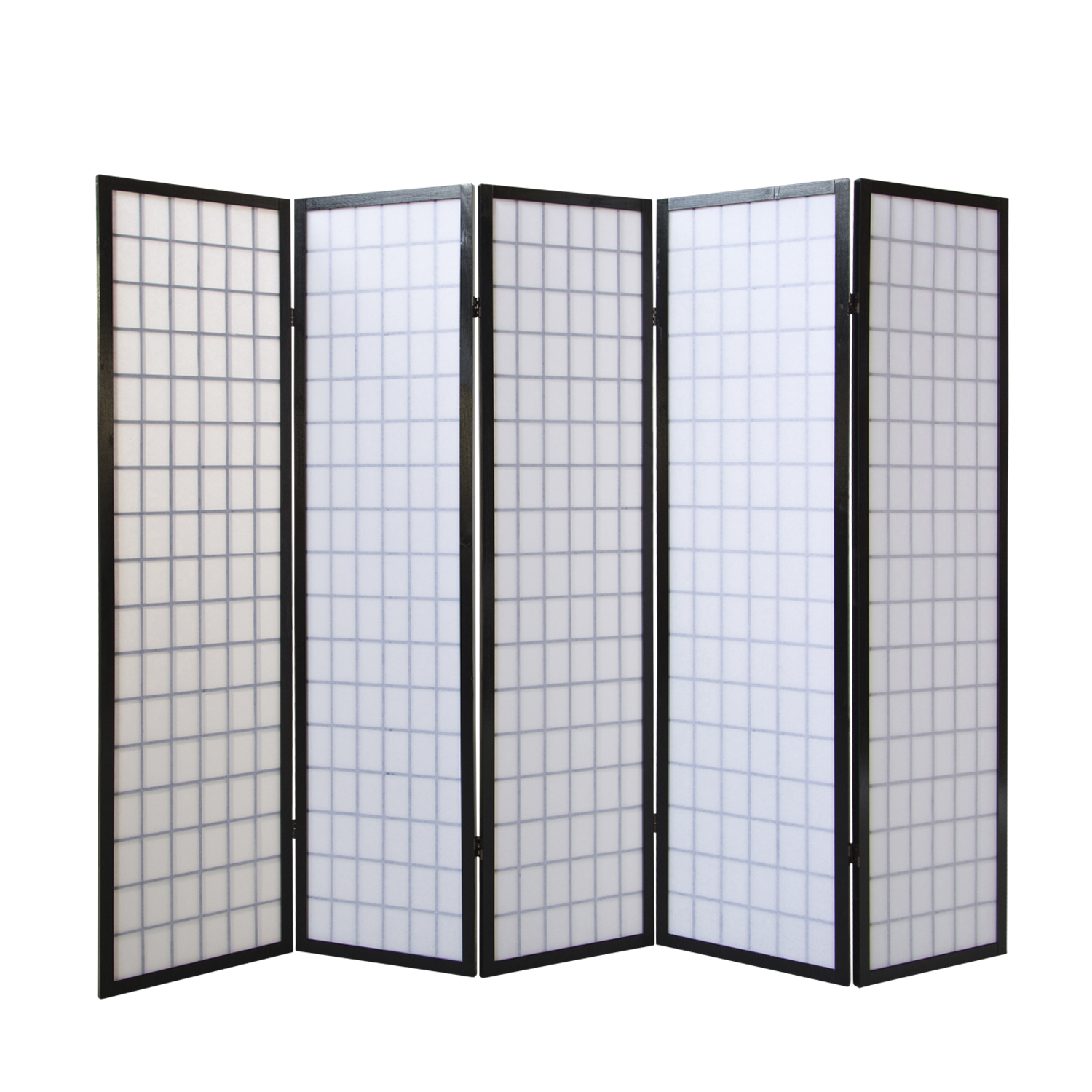 Paravent Black Shoji Rice Paper White | 5-panel | Wood | Room Divider Partition Privacy Screen