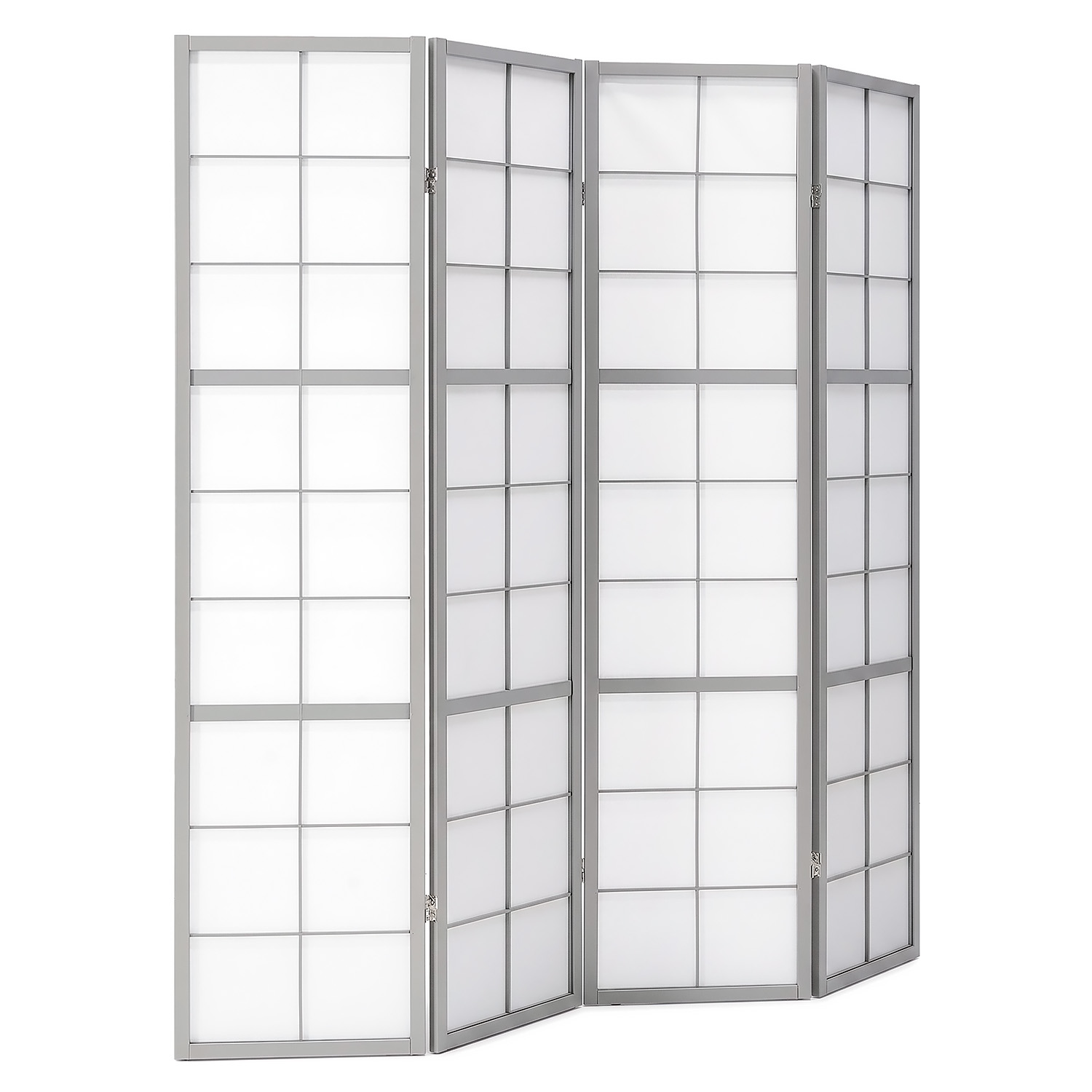 Paravent Grey Shoji | 4-panel | Wood | Room Divider | Partition Privacy Screen