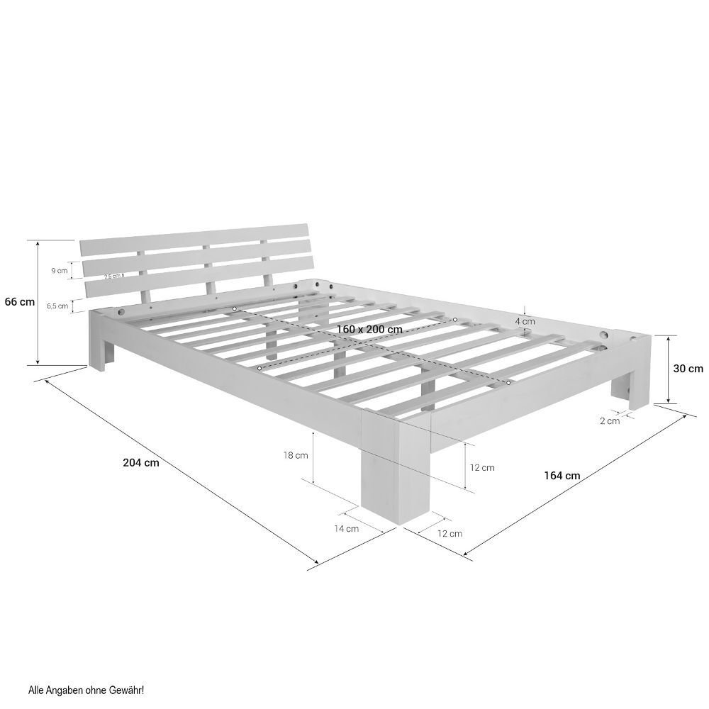Wood Bed 160x200 cm Natural | Double Bed | with Slatted Frame | Solid | Kids Youth Guest Bedroom Wood Bed 160x200 cm Natural | Double Bed | with Slatted Frame | Solid | Kids Youth Guest Bedroom