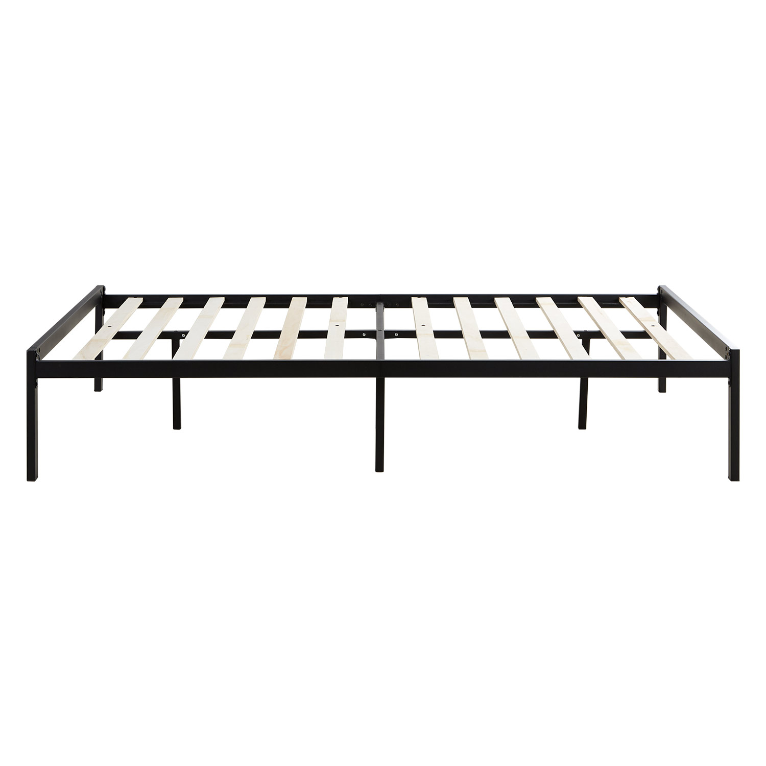 Solid Metal Bed with Mattress 140x200 cm Slatts Double Bed Black Futon Bed Platform Bed Frame Guest Bed