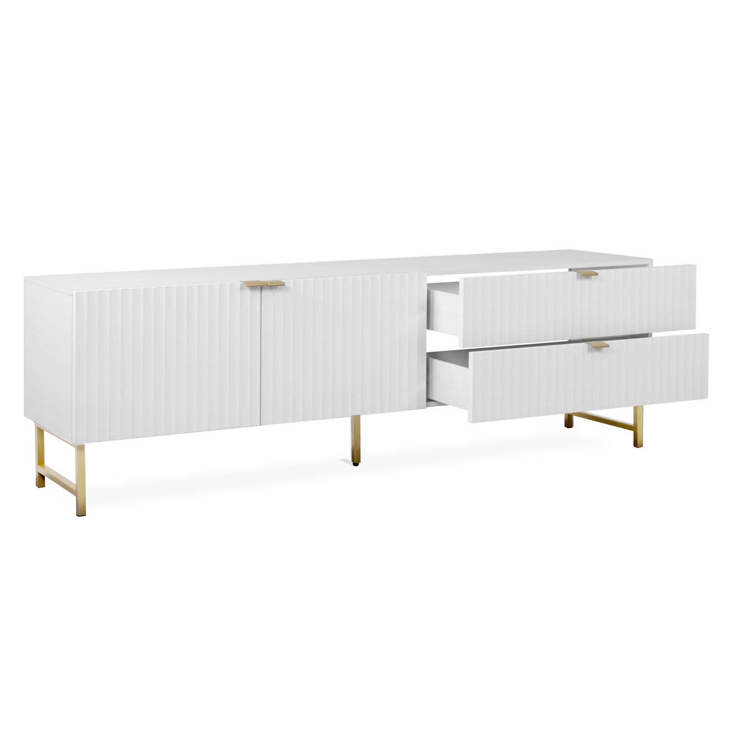 TV Board White TV Cabinet with drawers TV Stand Sideboard Storage Wood Media Unit