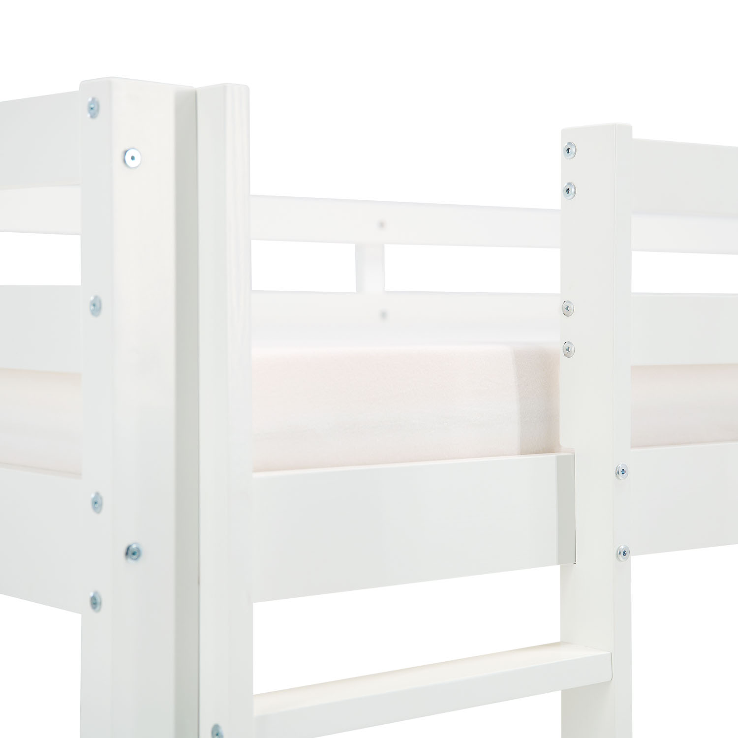 Children's Loft Bed 90x200 cm White with Pink Curtain | Tunnel | Without Slatted Base