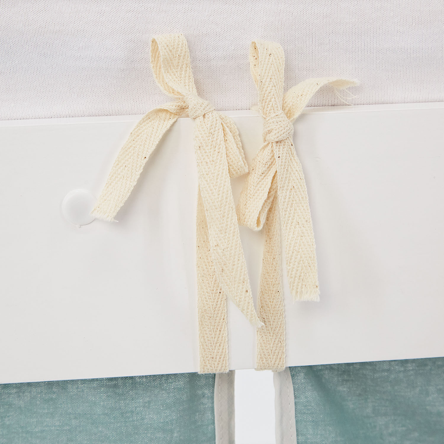 Loft Bed for Kids 90x200 cm White with Curtain in Mint Green | without Slatted Frame