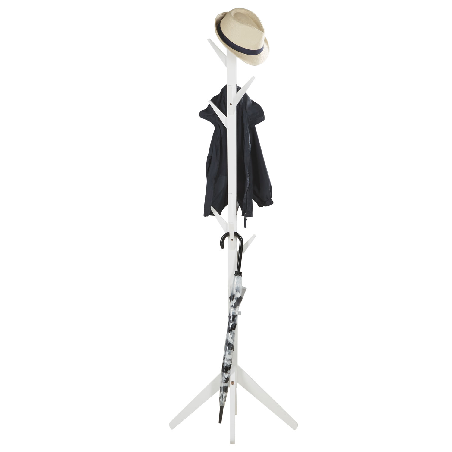 Coat stand 10 hooks white wooden wardrobe clothes rack garment rack clothing rack