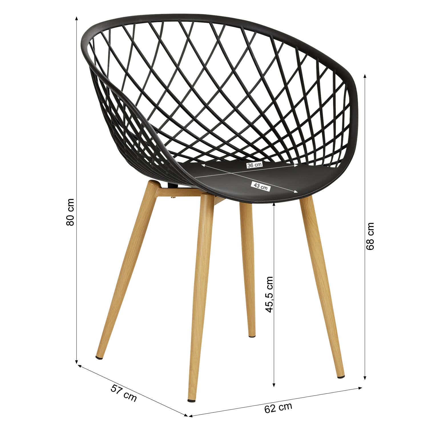 Set of 2, 4 or 6 Garden chair with armrests Camping chairs Black Grey White Garden armchairs Outdoor chairs Plastic Egg chair Indoor chairs Kitchen chairs