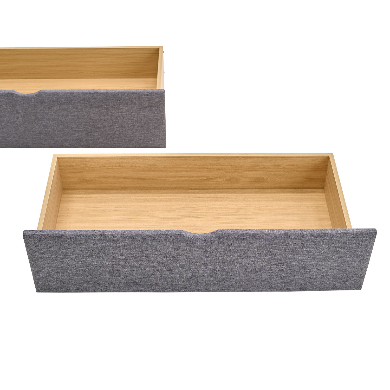 Bed Drawer Set of 2 Drawers Pull-Out Bed Box Storage with Castors Grey