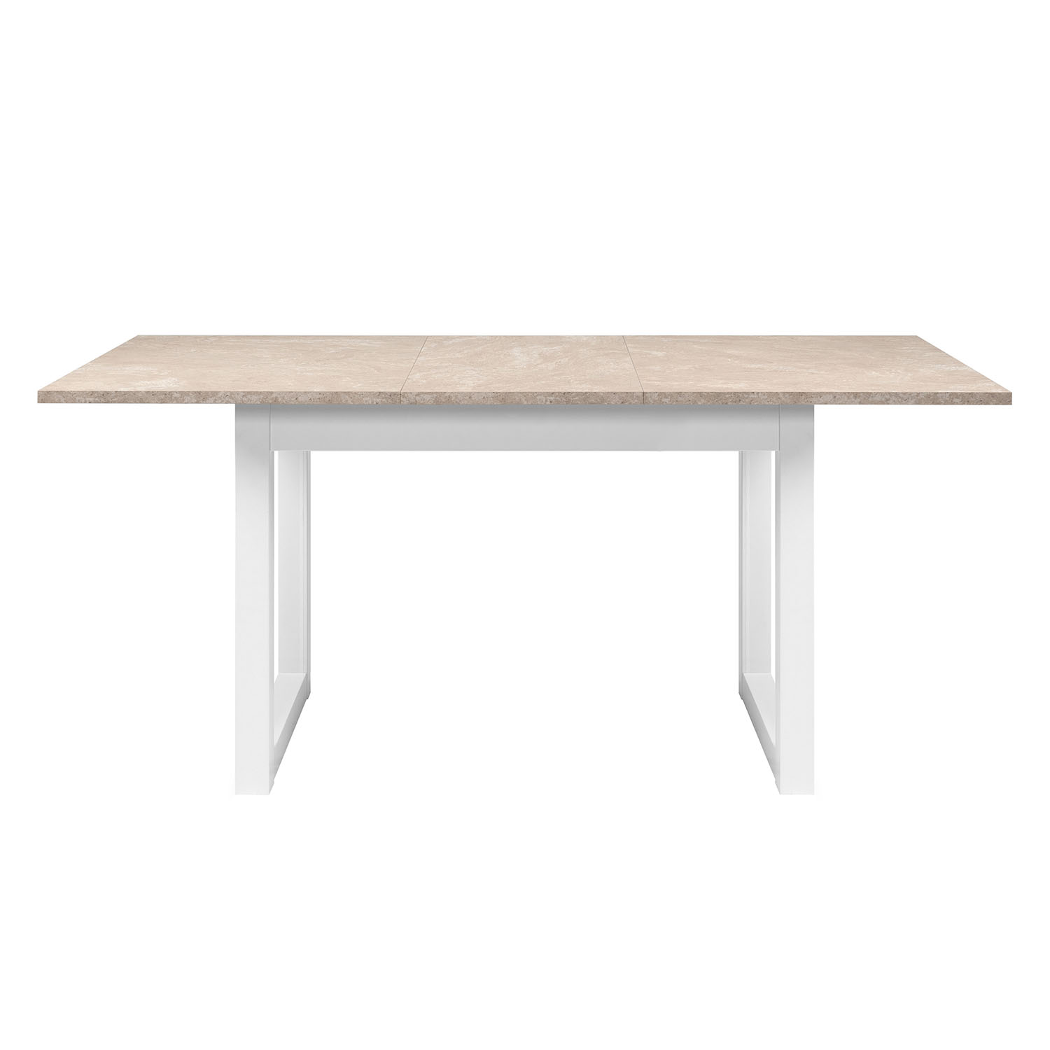Extendable Dining Table 120x80 cm Kitchen Table Wooden Table White Sand stone Living Room Table