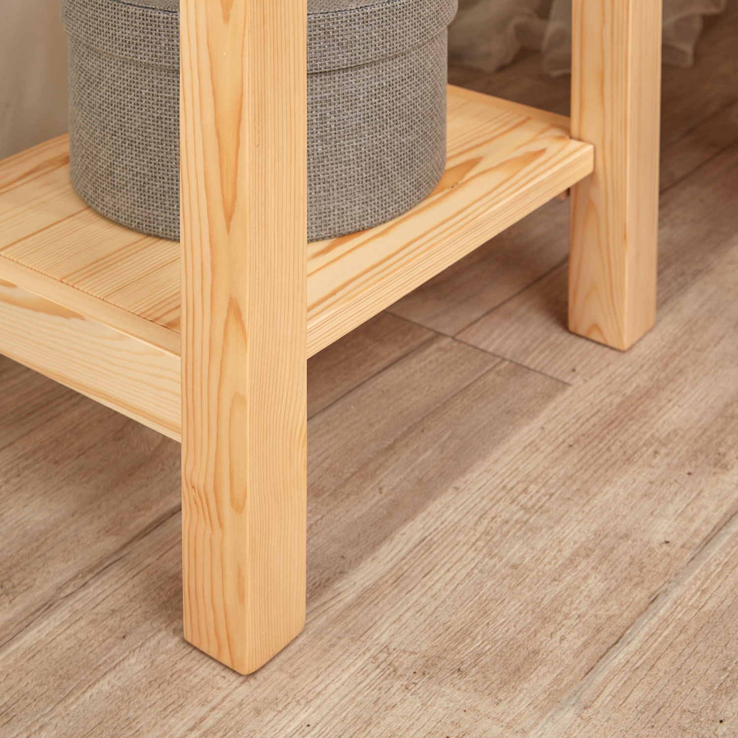 Wooden Stool Set of 2 Seat Stool Pine Wood Solid Table Stool Wardrobe Dining Room Dressing Room